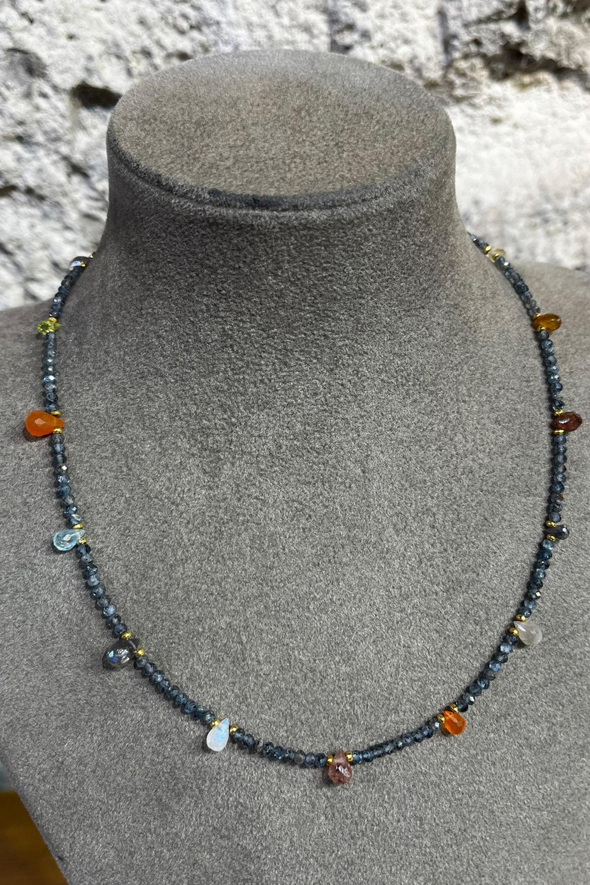 Kıyanit Taşlı Gümüş Kolye By-8678