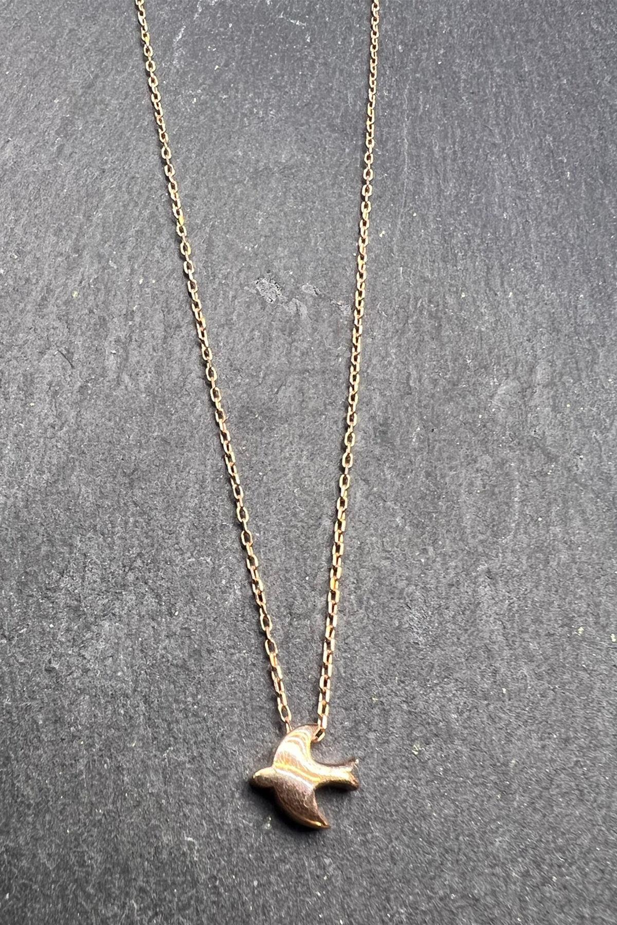 Kuş Desenli Gümüş Kolye By-6532