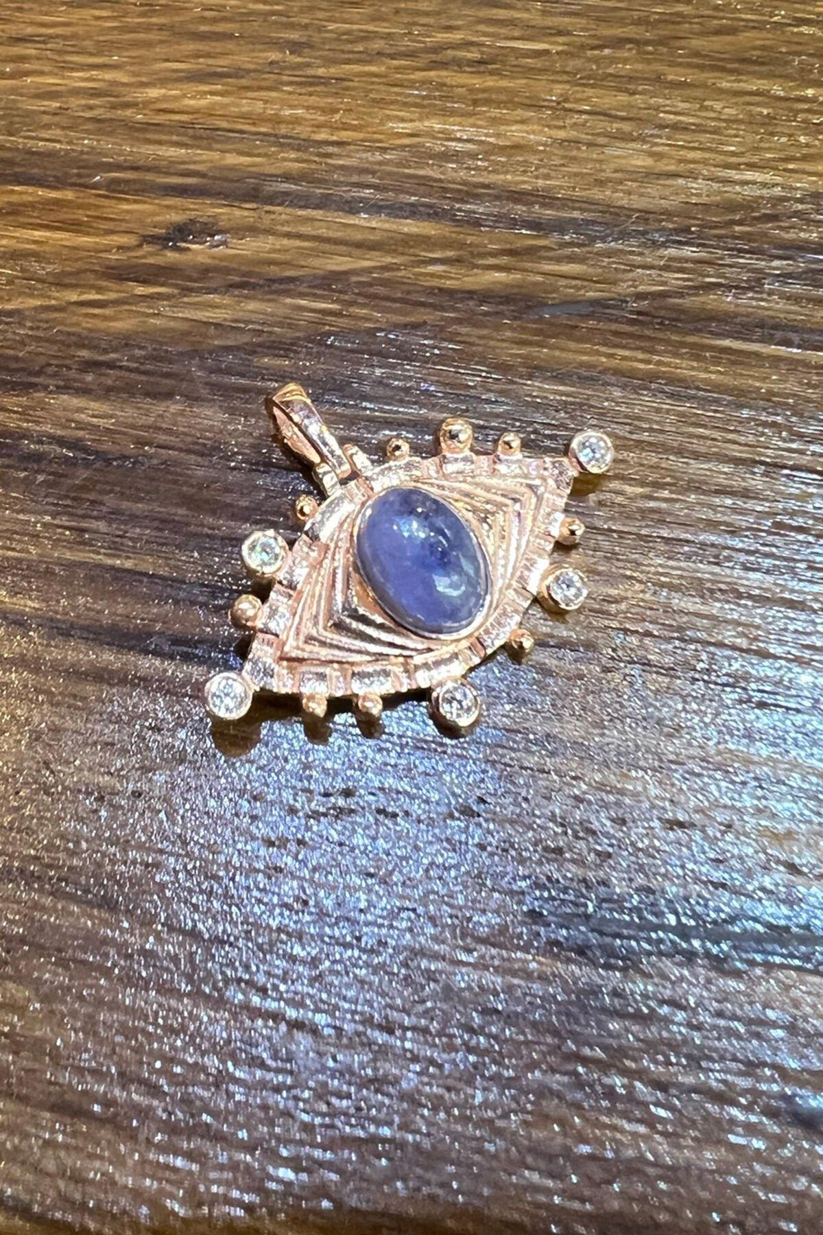 Labrodorit Taşlı Göz Model Gümüş Kolye Ucu By-7107