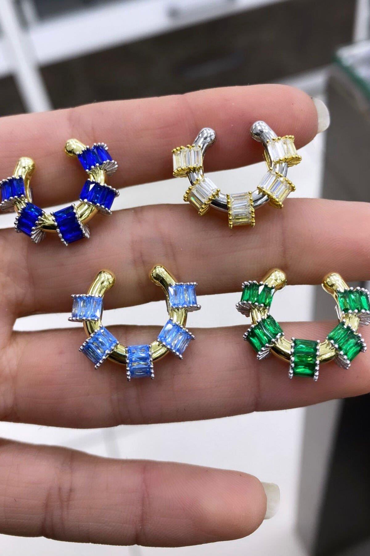 Lacivert Taşlı Gümüş Cuff By-6934