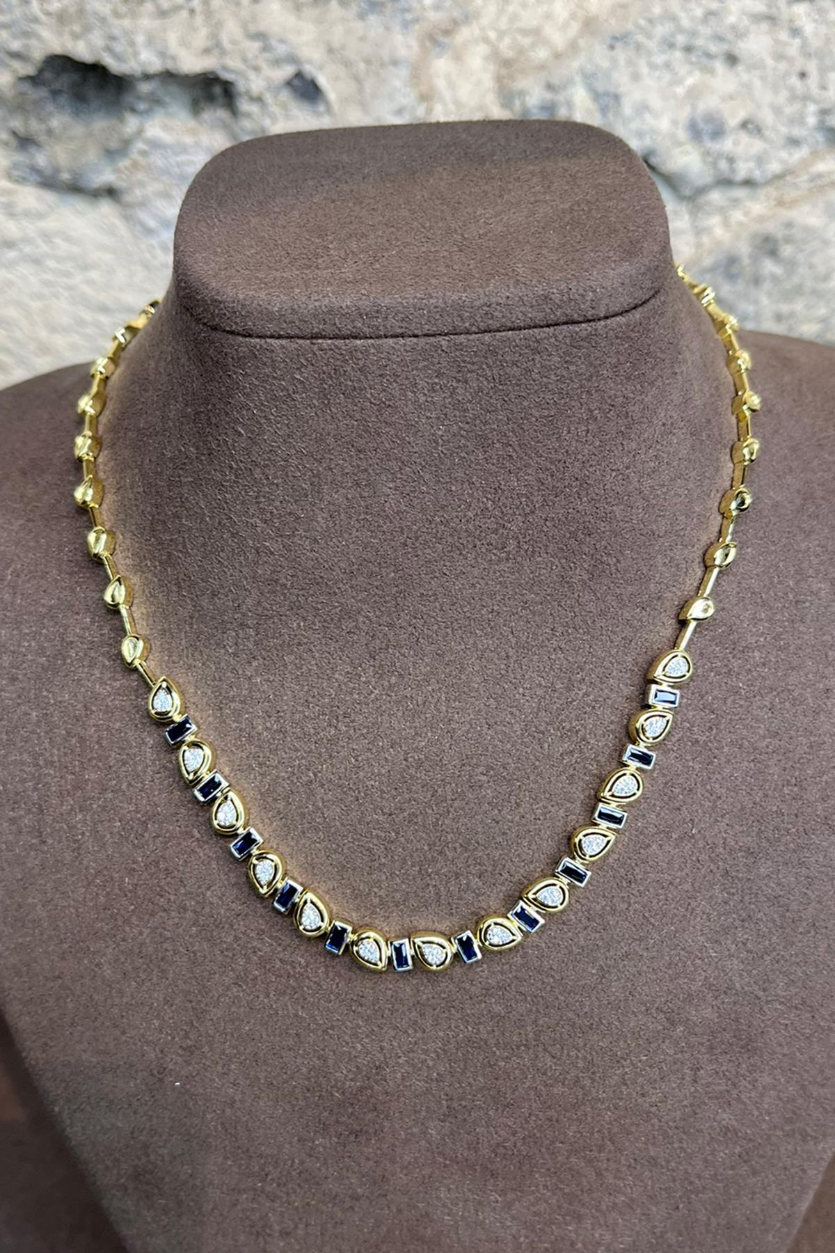 Lacivert Taşlı Gümüş Kolye By-9032