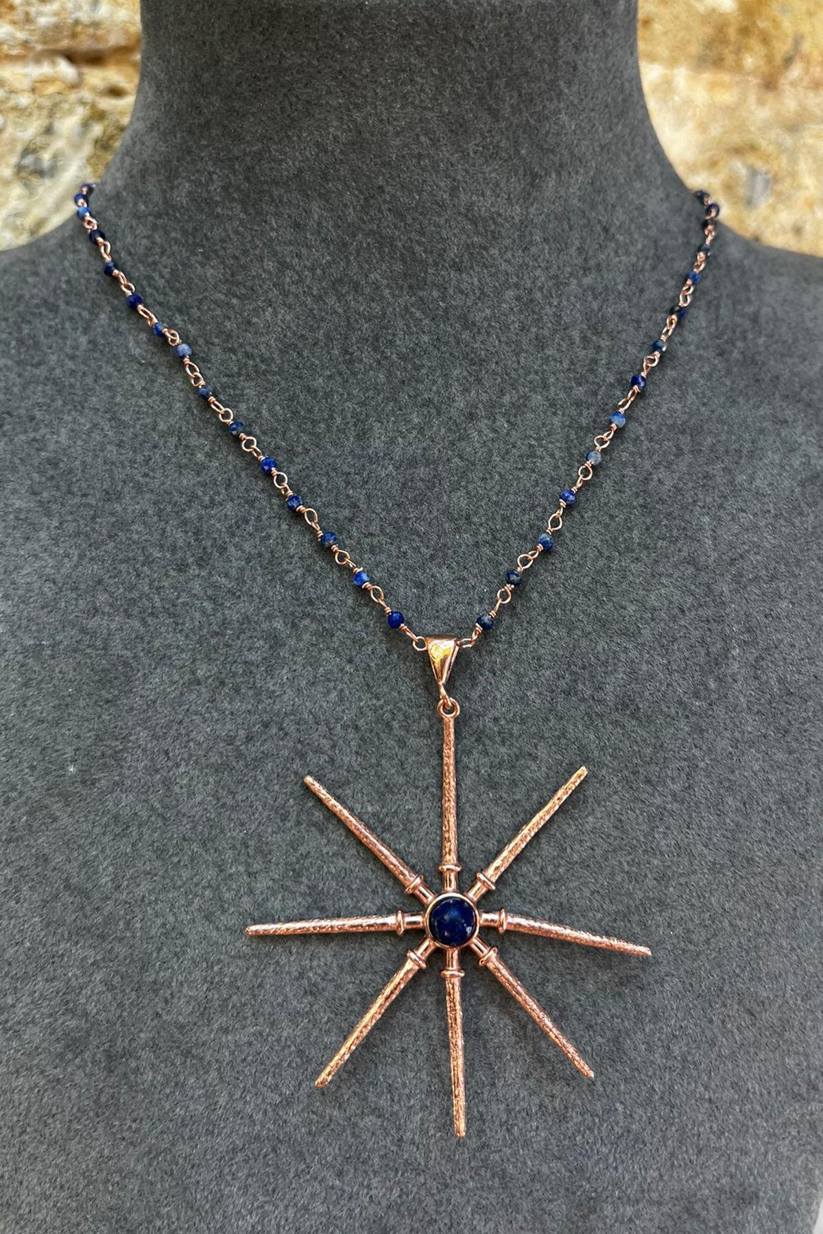 Lapis Taşlı Gümüş Kolye By-8666