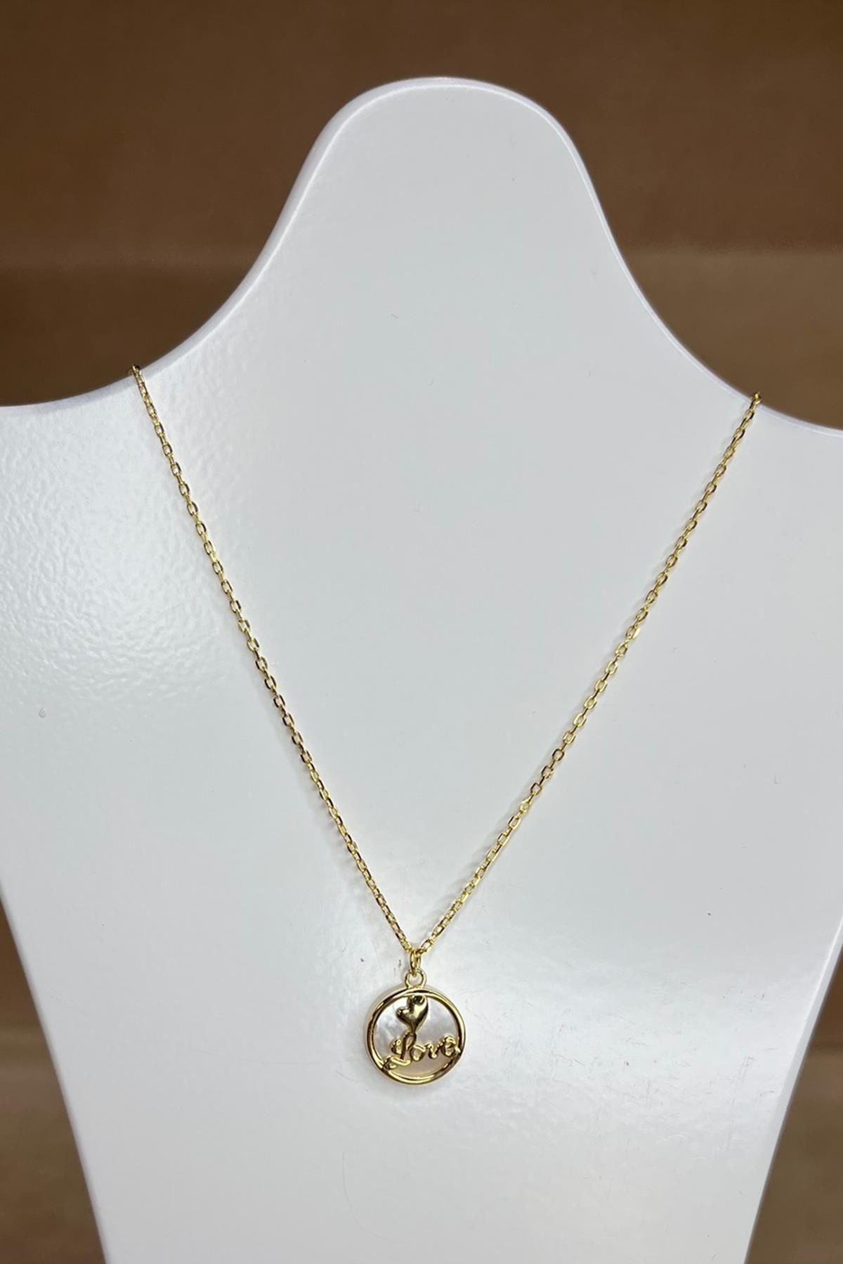 Love Yazılı Gümüş Kolye By-8970