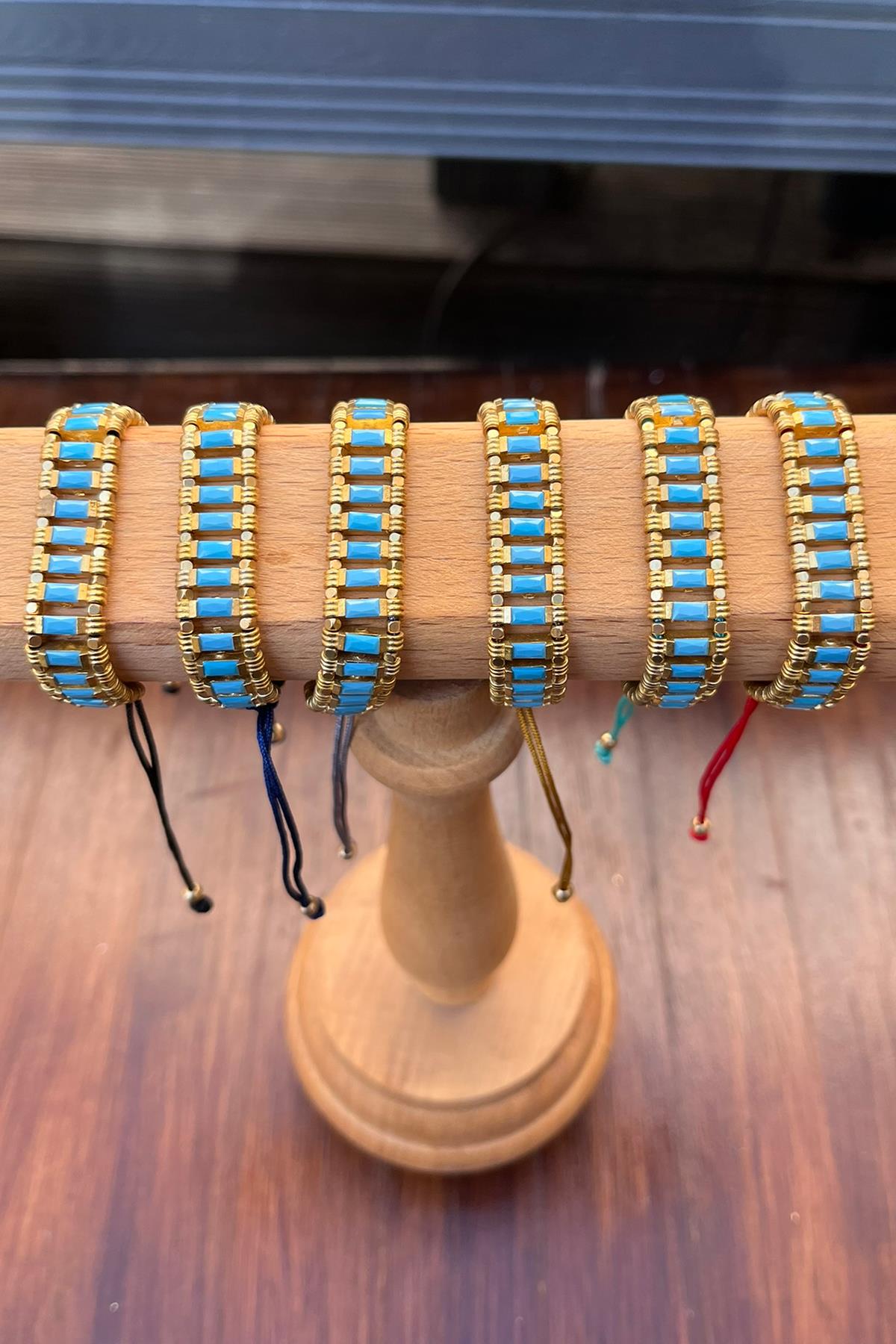 Mavi Baget Taşlı Bronz Bileklik By-9015