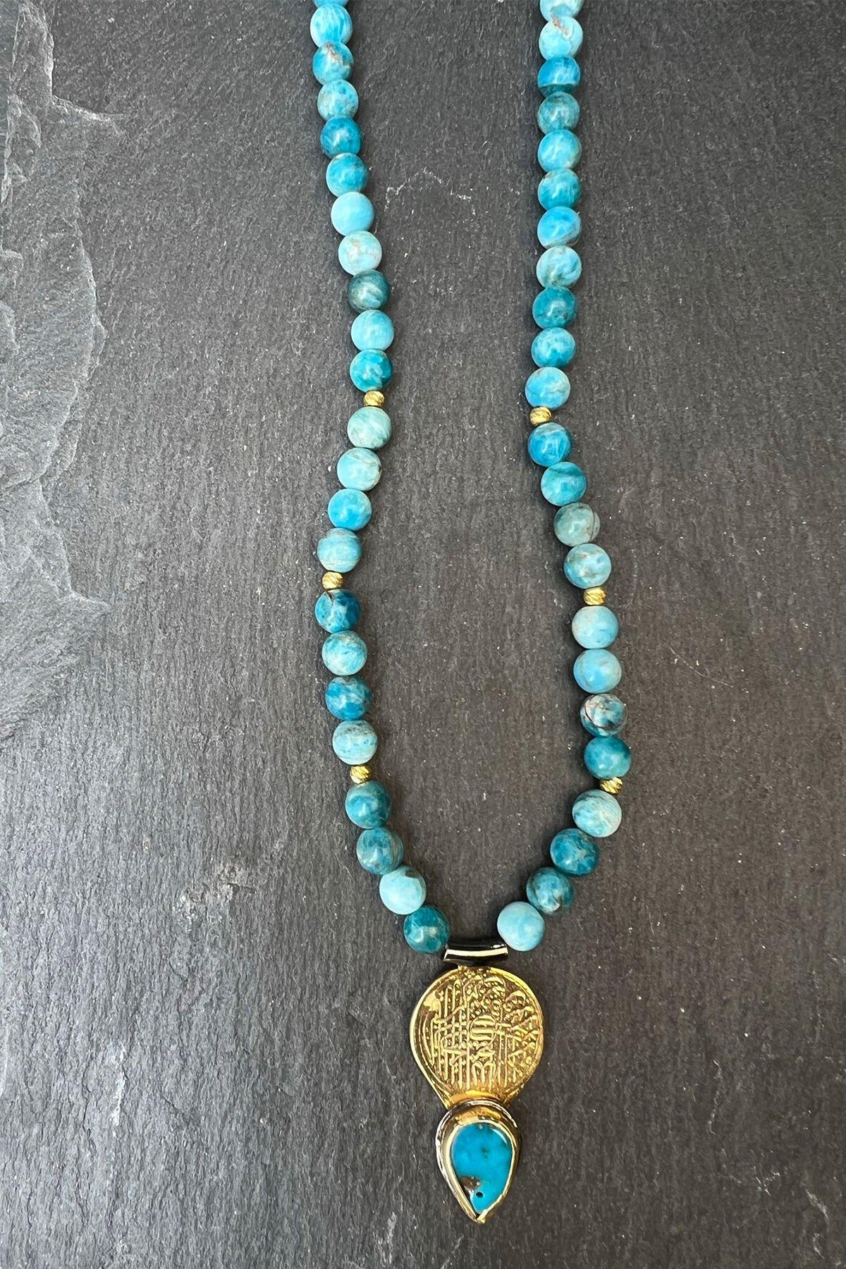 Mavi Boncuklu Gümüş Kolye By-6358