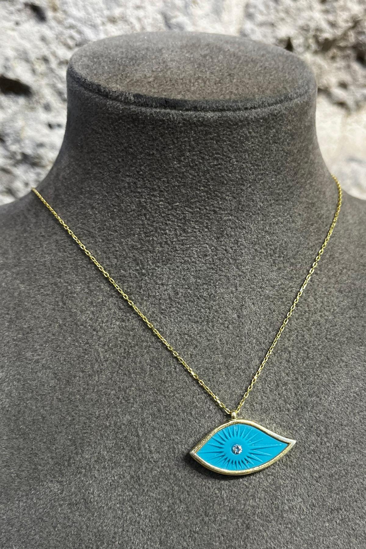 Mavi Göz Model Gümüş Kolye By-8718