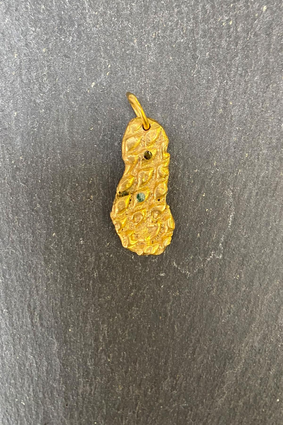 Mavi Gri Taşlı Bronz Kolye Ucu By-6224