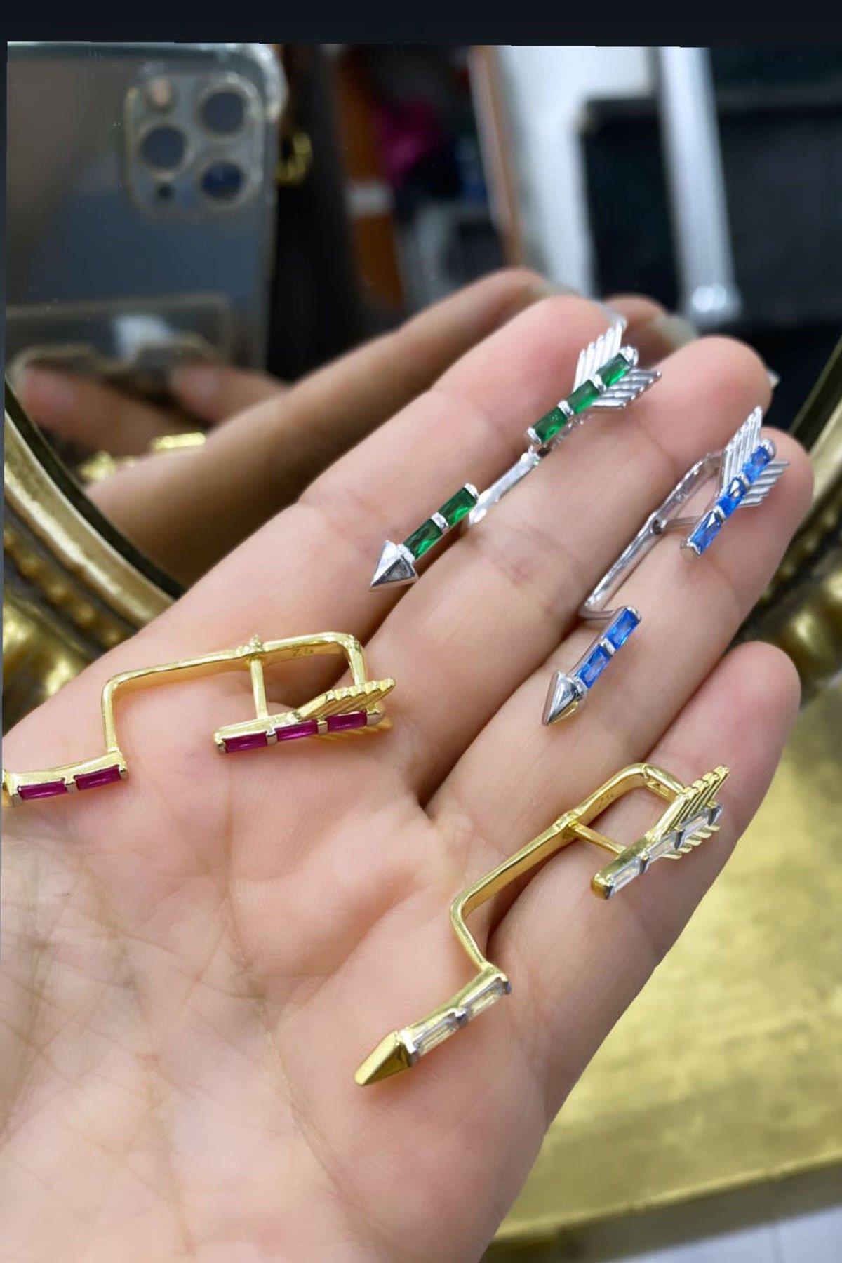 Mavi Taşlı Gümüş Küpe By-7005