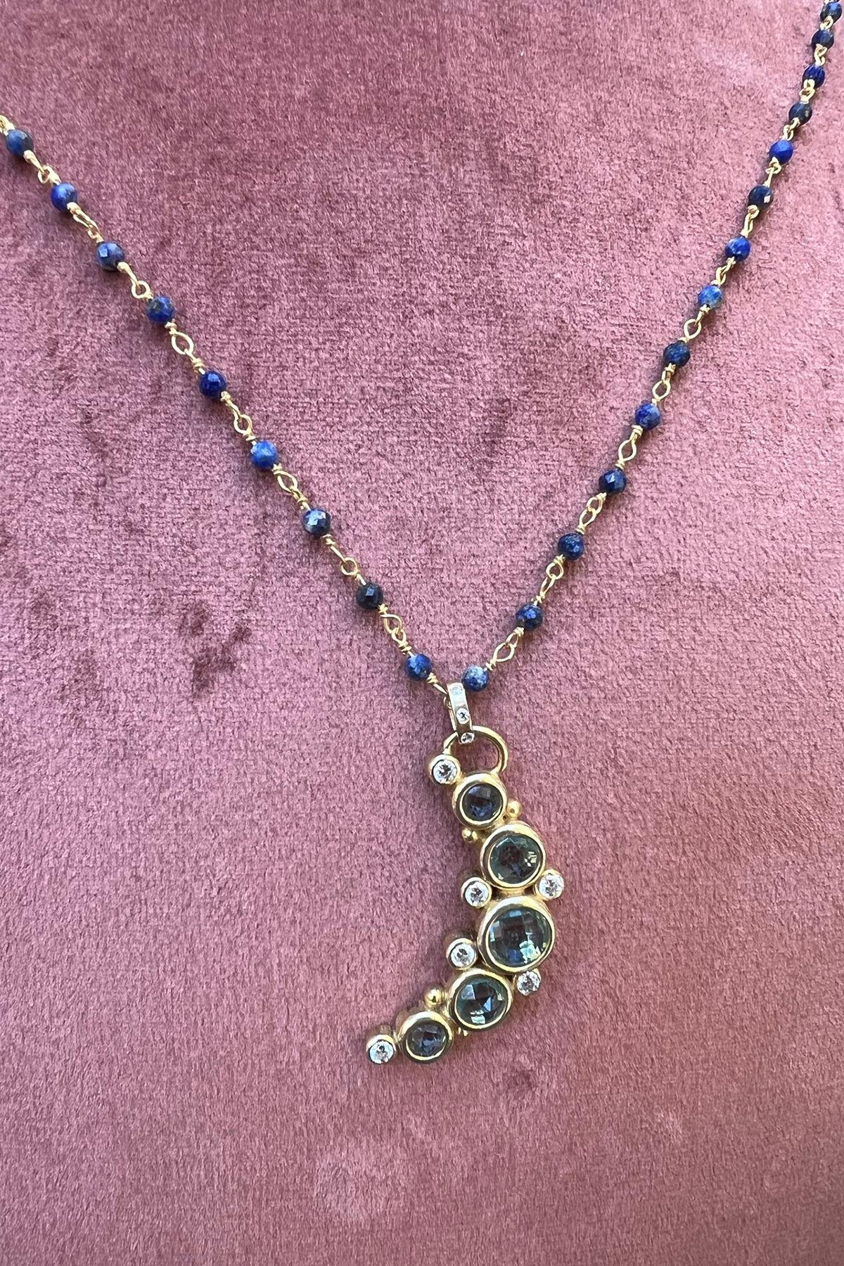 Mavi Topaz Taşlı Gümüş Kolye By-7065