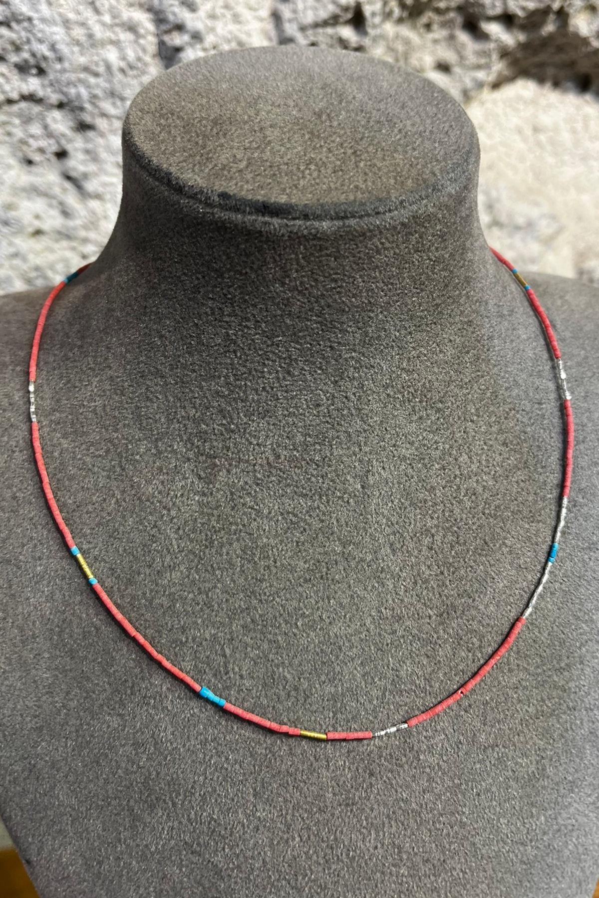 Mercan Taşlı Gümüş Kolye By-8696