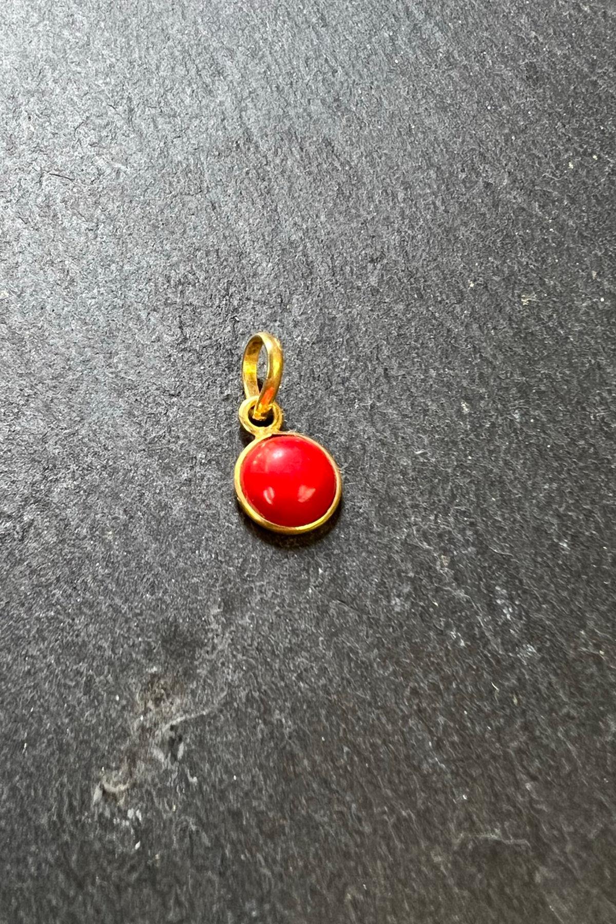 Mercan Taşlı Gümüş Kolye Ucu By-5834