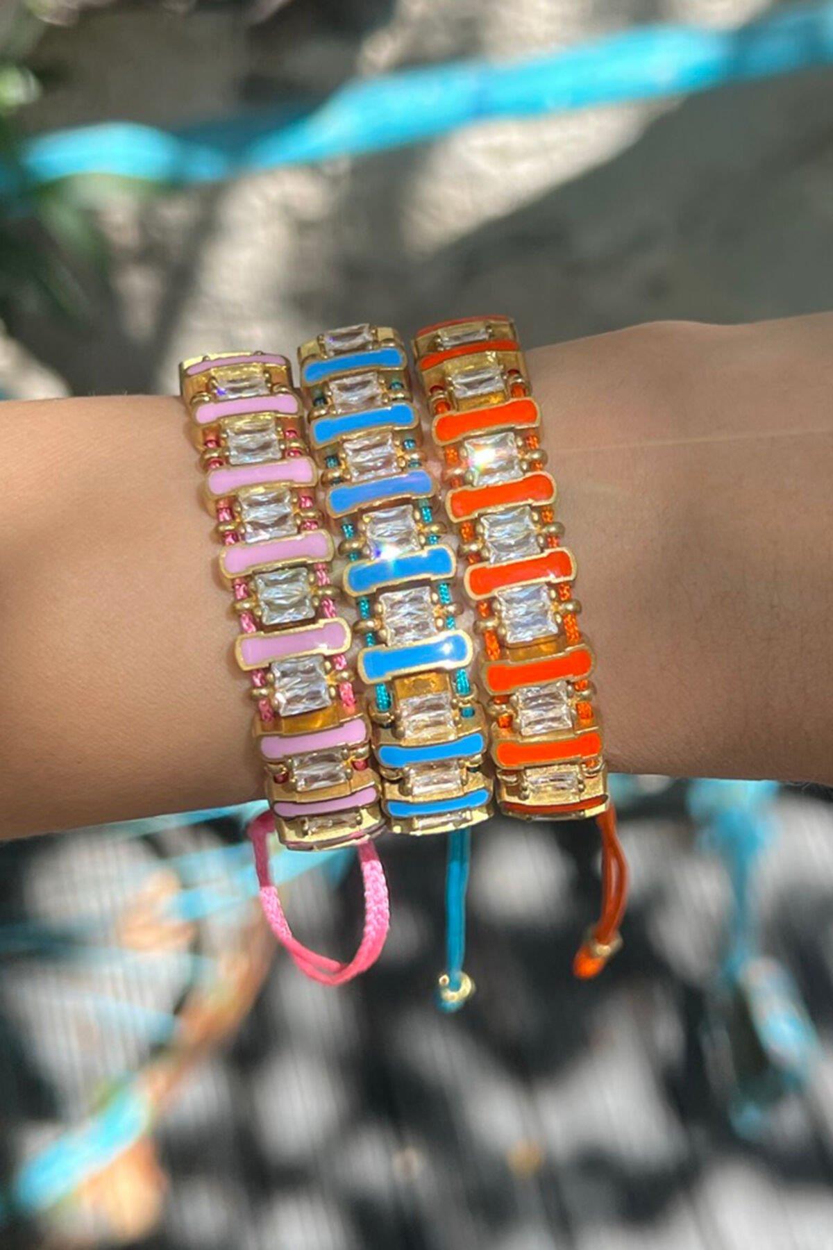 Mineli Baget Taşlı Bronz Bileklik By-7378