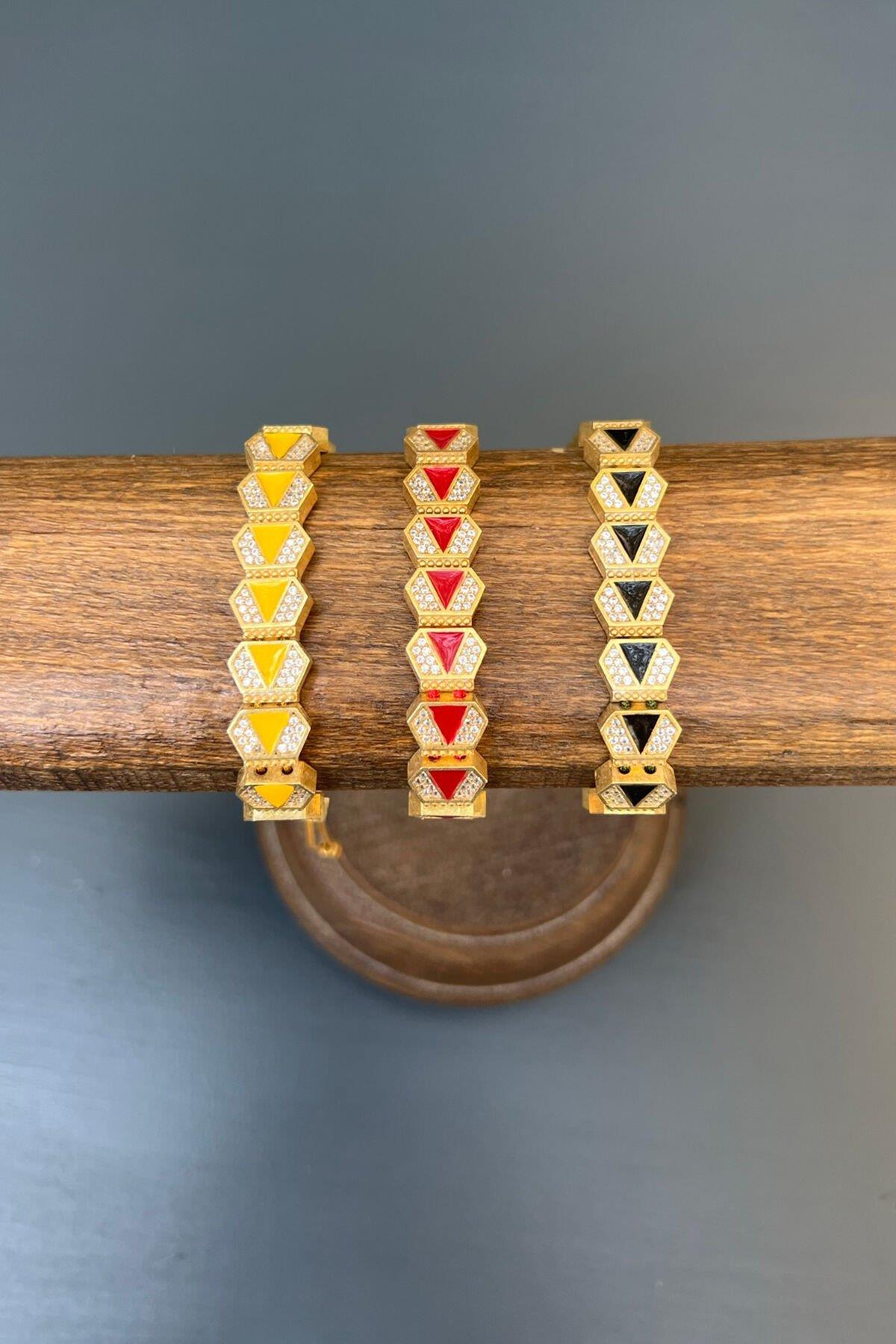 Mineli Taşlı sarı Bronz Bileklik By-6848