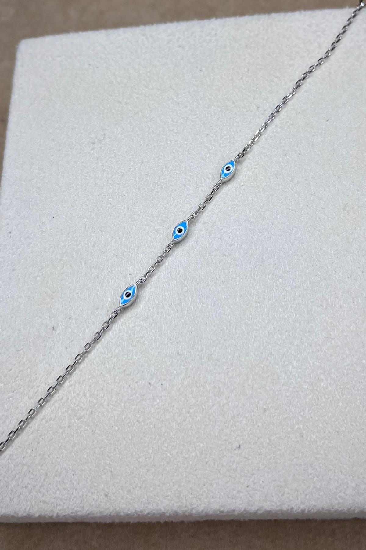 Minimal Nazar Model Gümüş Bileklik By-8987