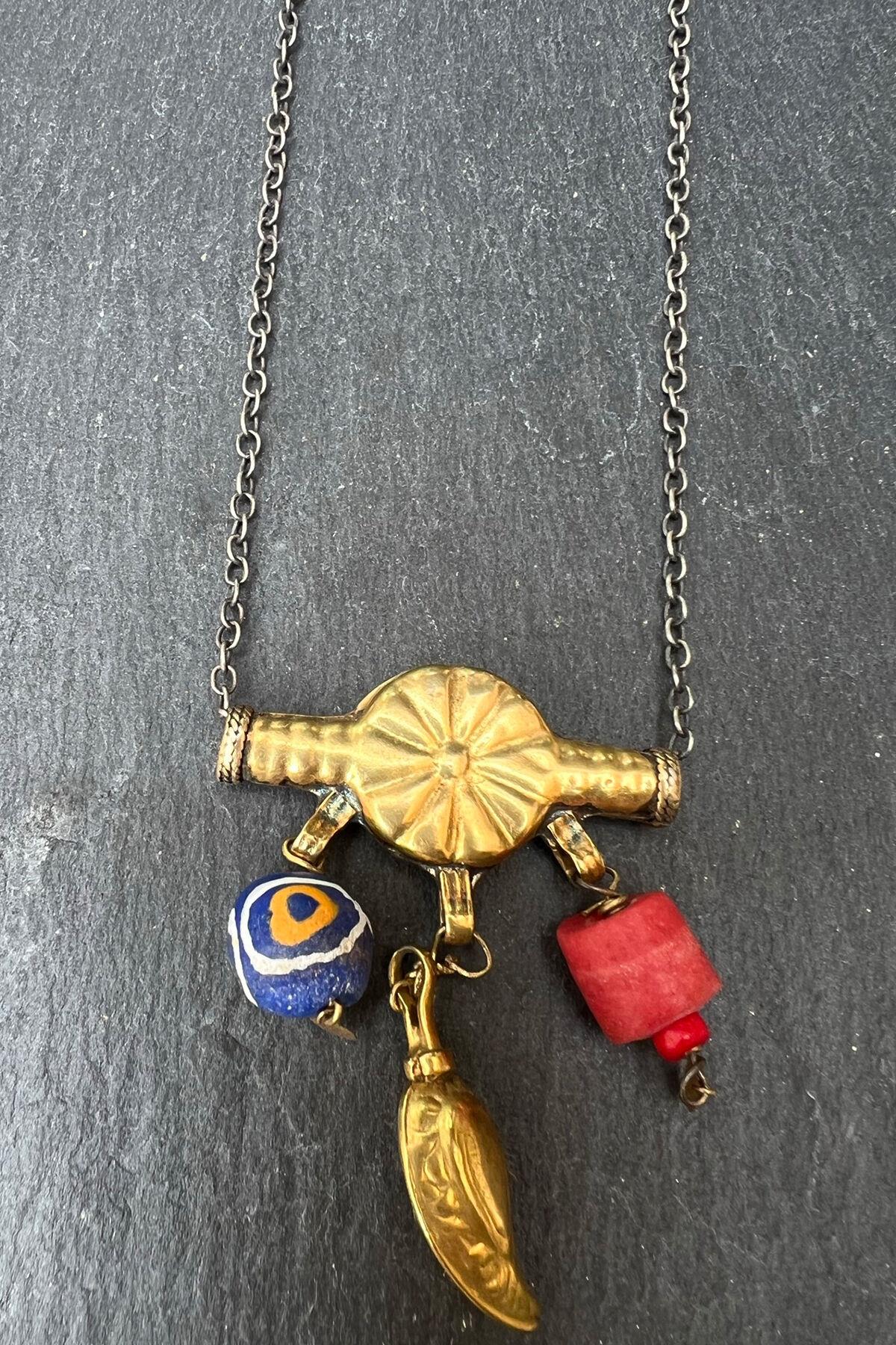 Nazar Boncuklu Sallantılı Gümüş Kolye By-6382