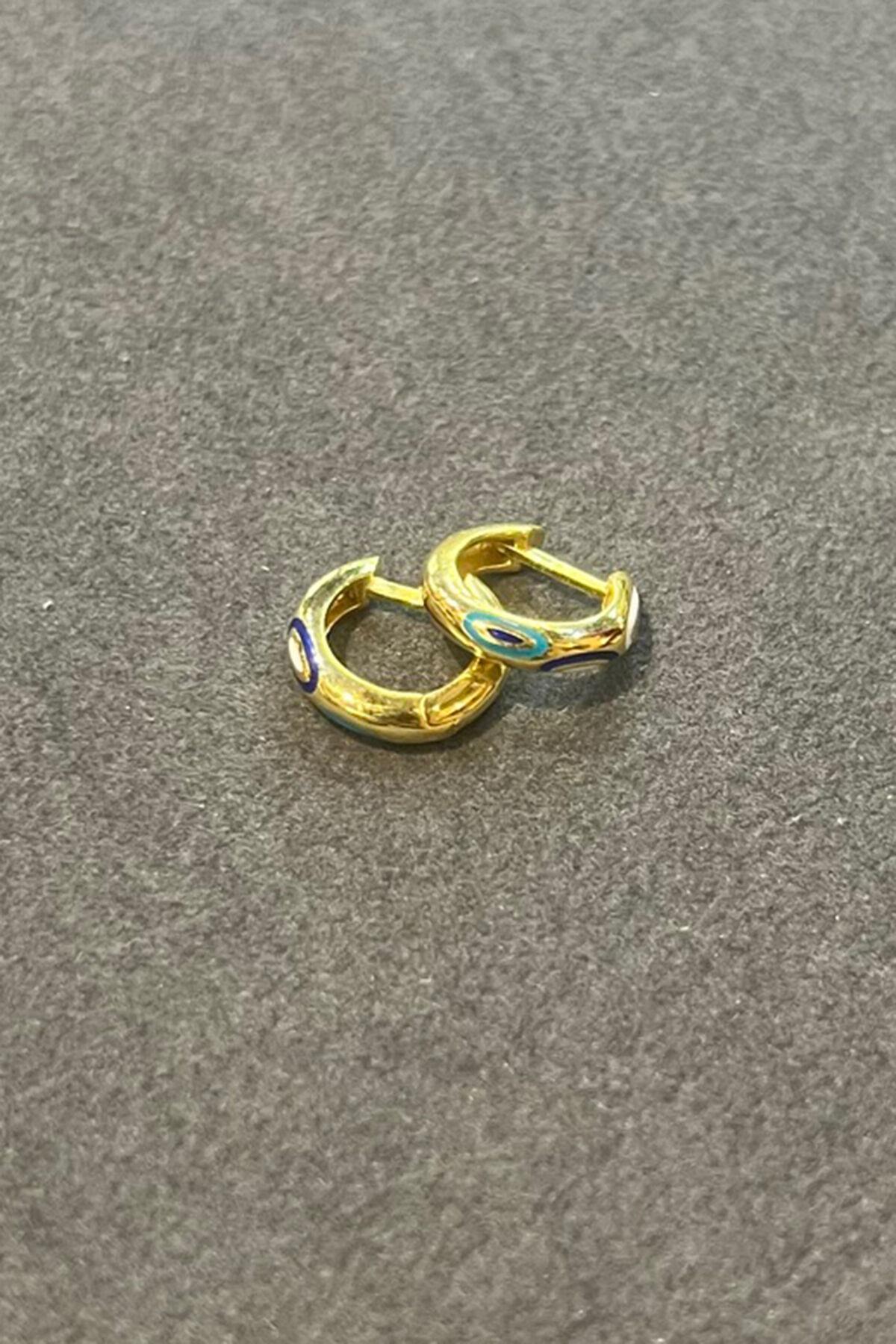 Nazar Model Gümüş Halka Küpe By-7296