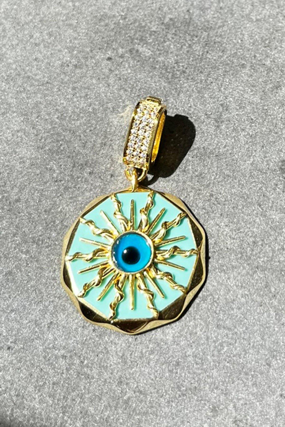 Nazar Model Taşlı Gümüş Kolye Ucu By-8503