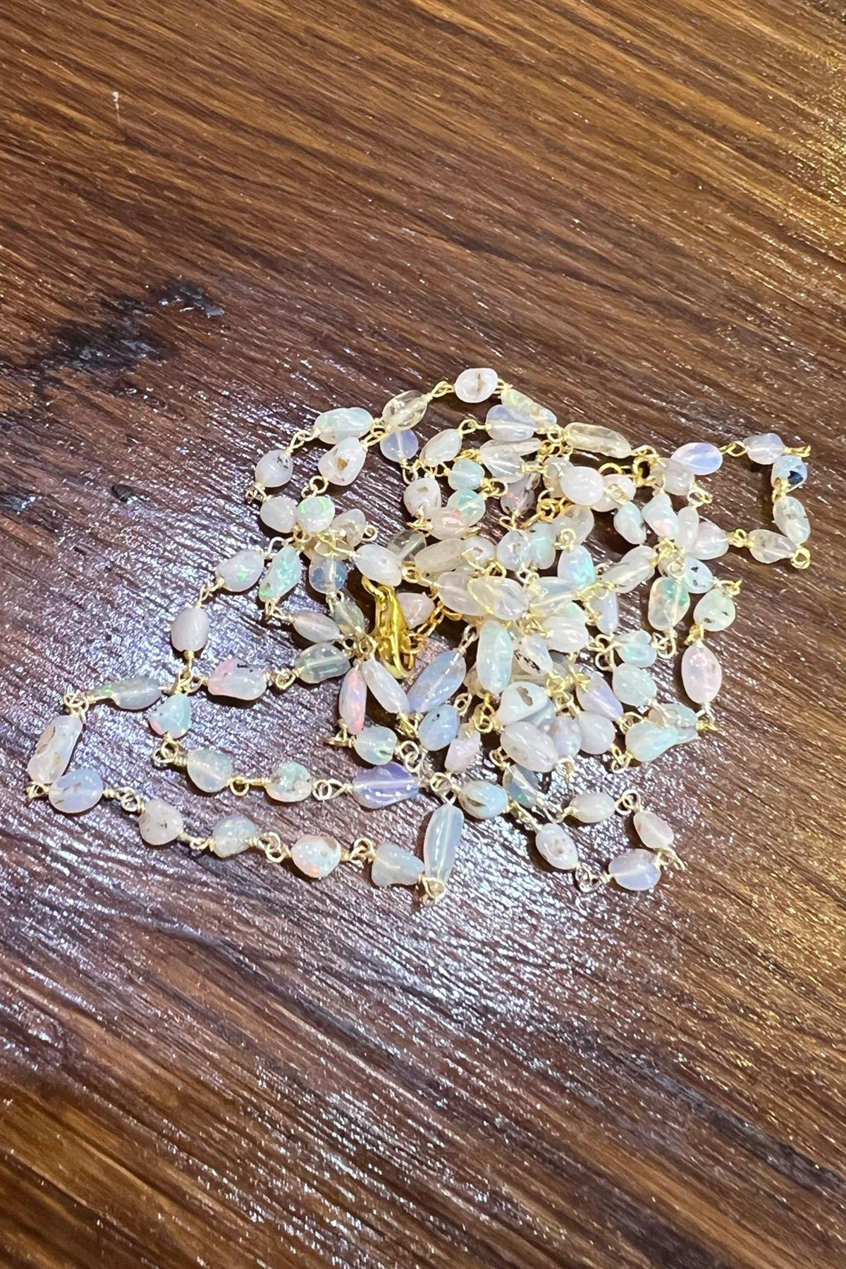 Opal Taşlı Gümüş Kolye By-7087