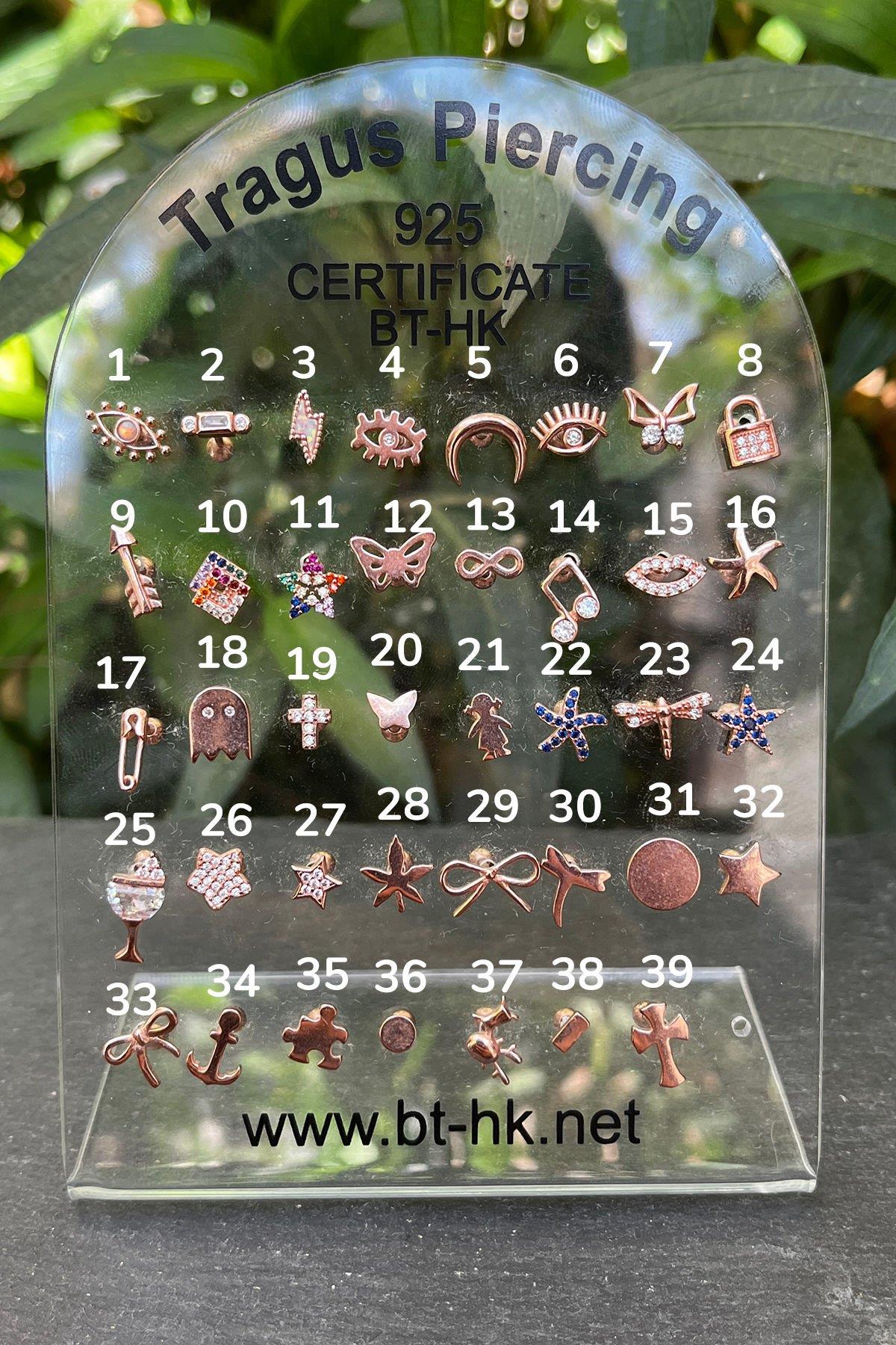 Pembe Altın Kaplama Gümüş Tragus By-7842