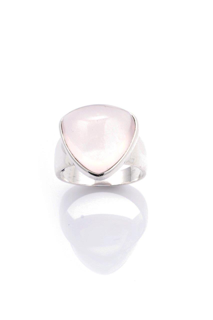 Pembe Kuvars Doğaltaş Gümüş Yüzük By-5097