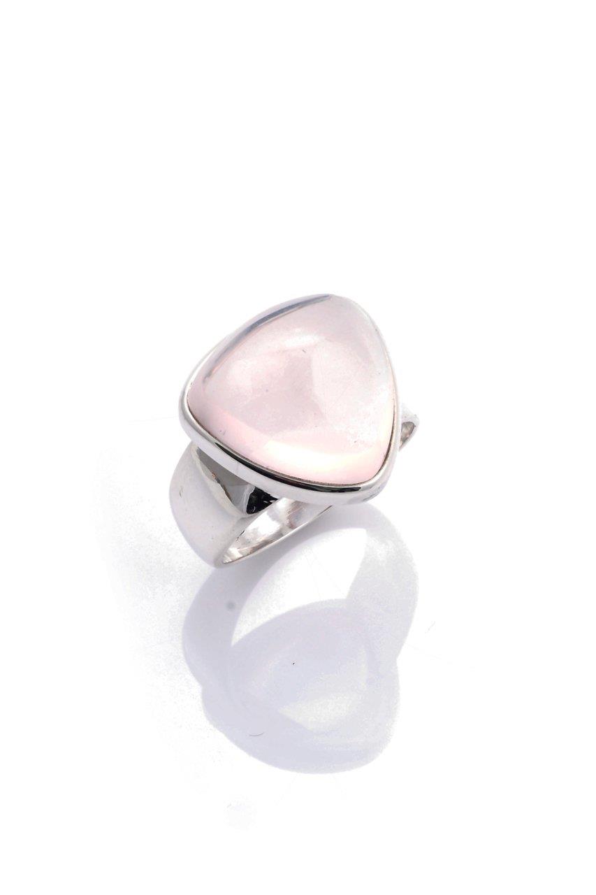 Pembe Kuvars Doğaltaş Gümüş Yüzük By-5097