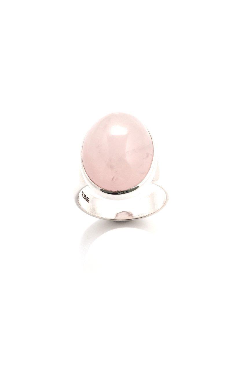 Pembe Kuvars Doğaltaş Gümüş Yüzük By-5113