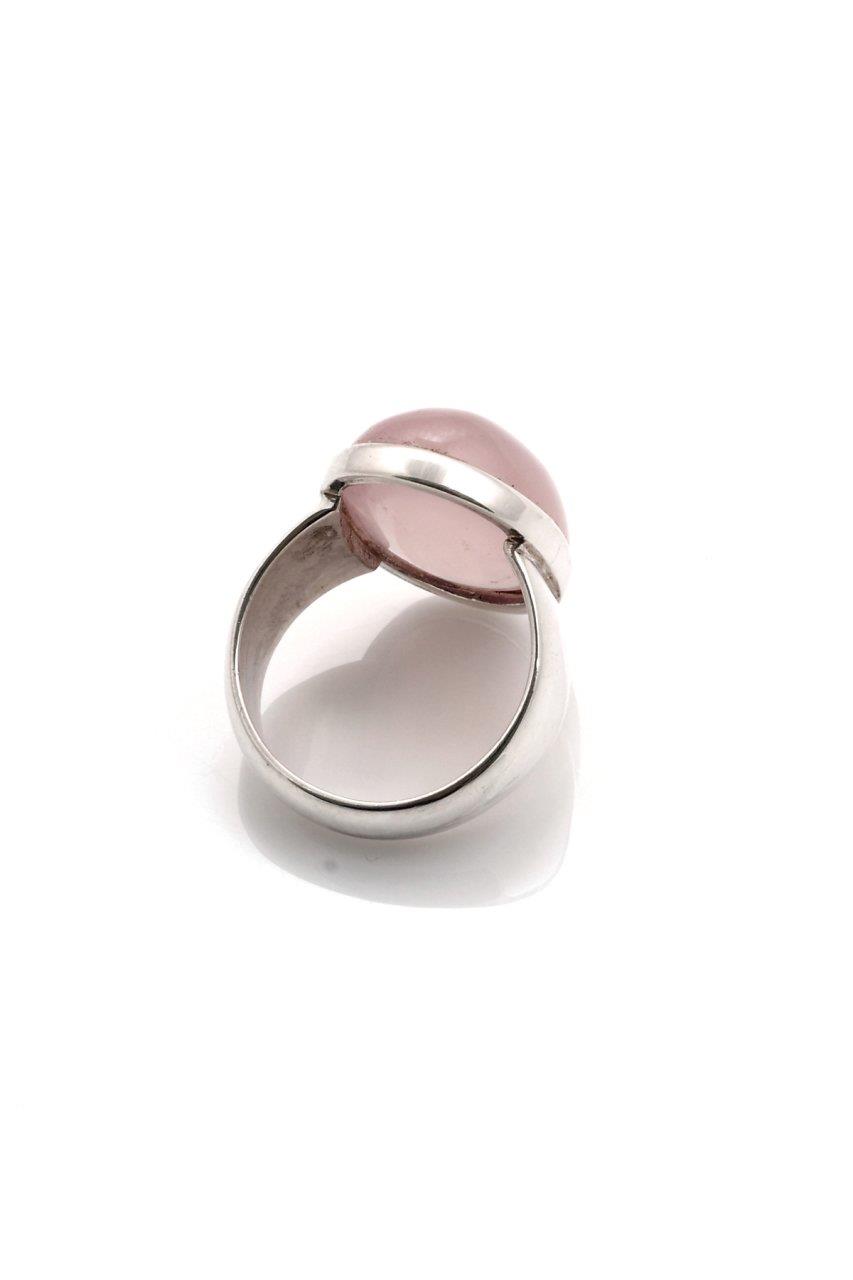 Pembe Kuvars Doğaltaş Gümüş Yüzük By-5113