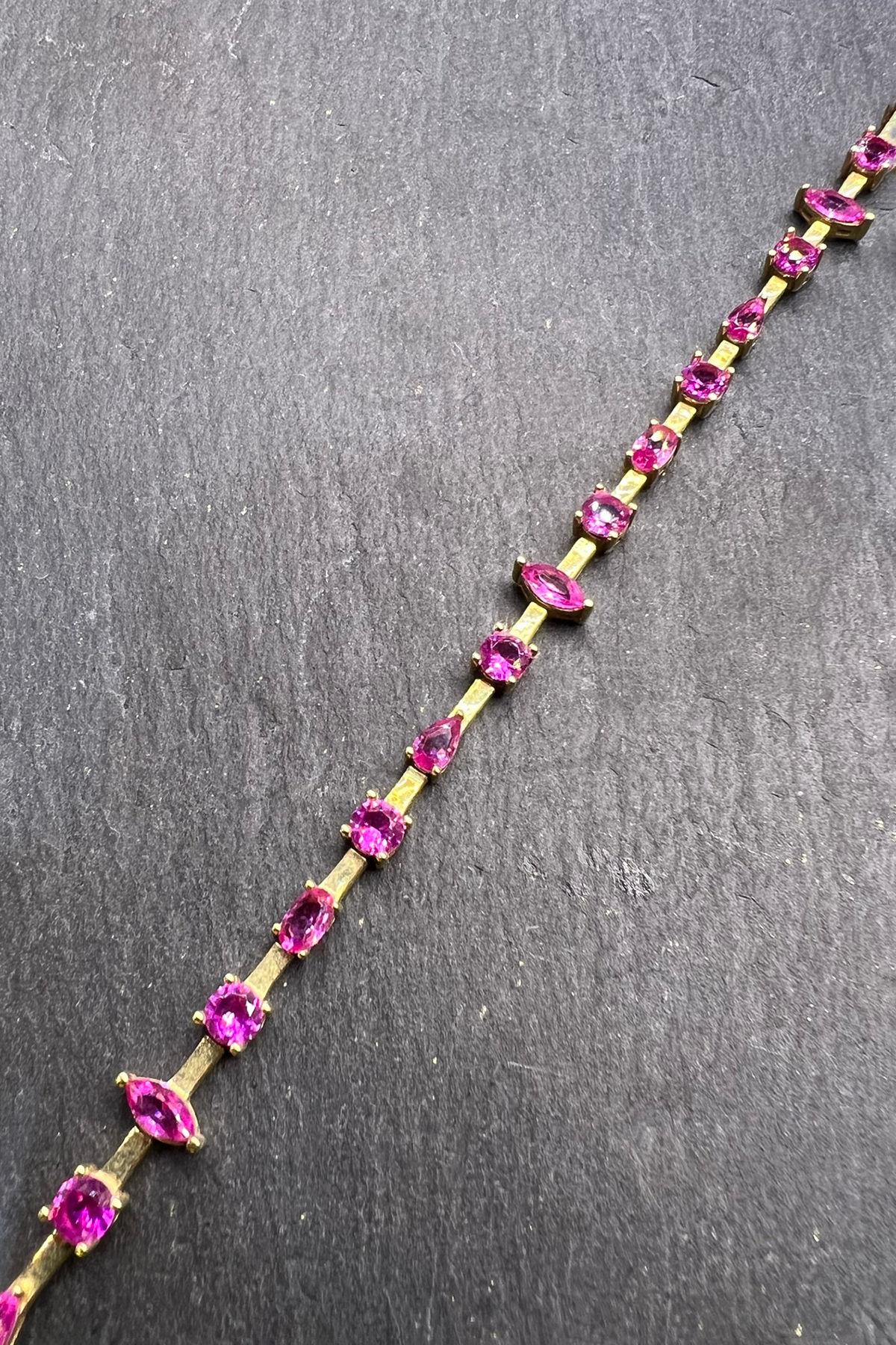 Pembe Taşlı Gümüş Bileklik By-6651