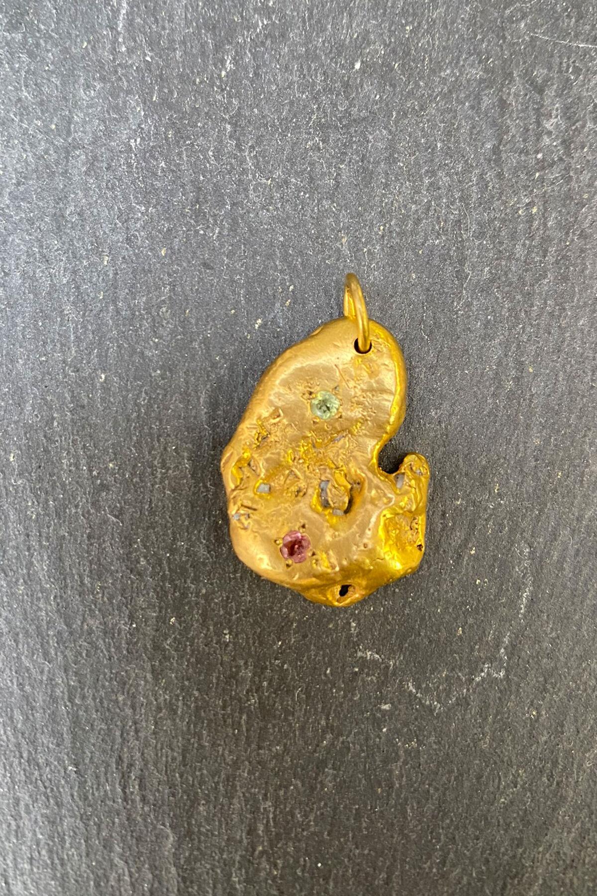 Pembe Yeşil Taşlı Bronz Kolye Ucu By-6206