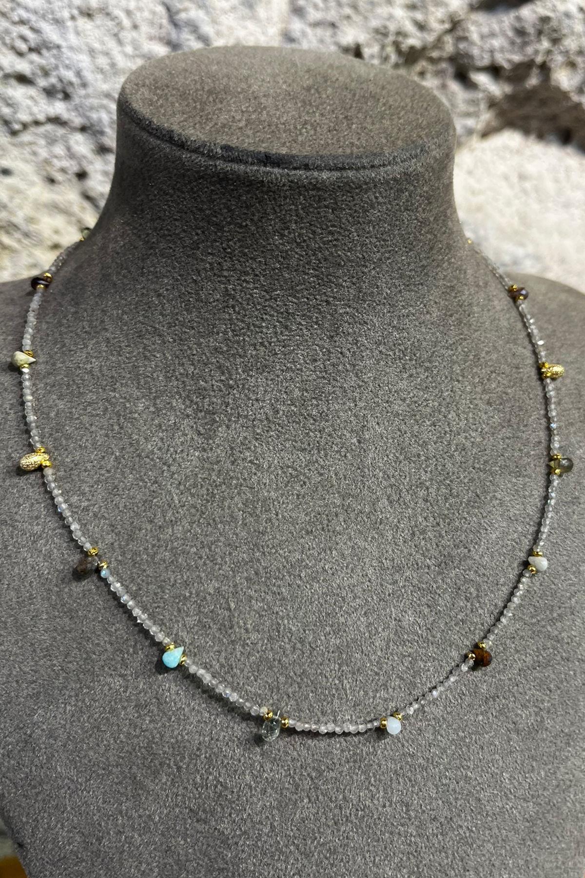 Quartz Taşlı Gümüş Kolye By-8684