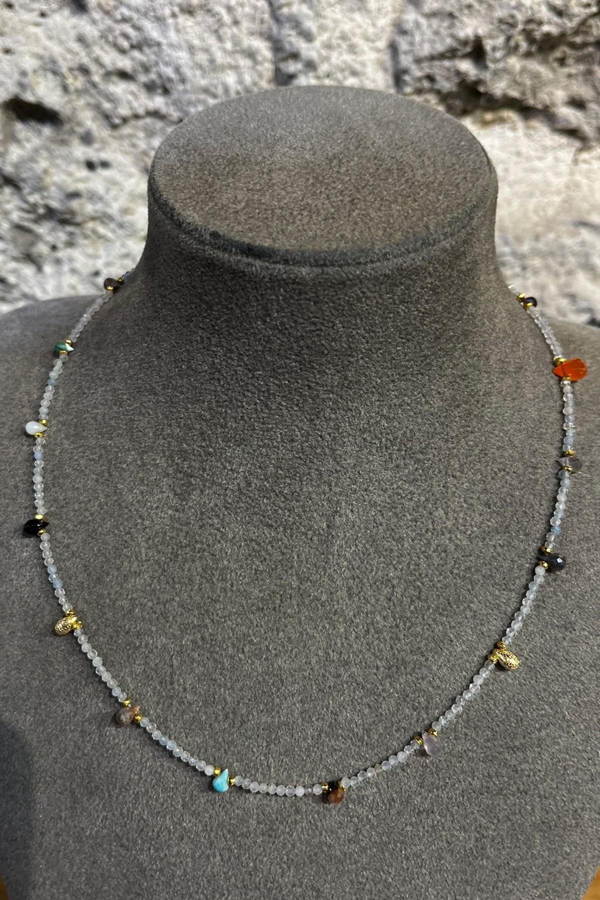 Quartz Taşlı Gümüş Kolye By-8701