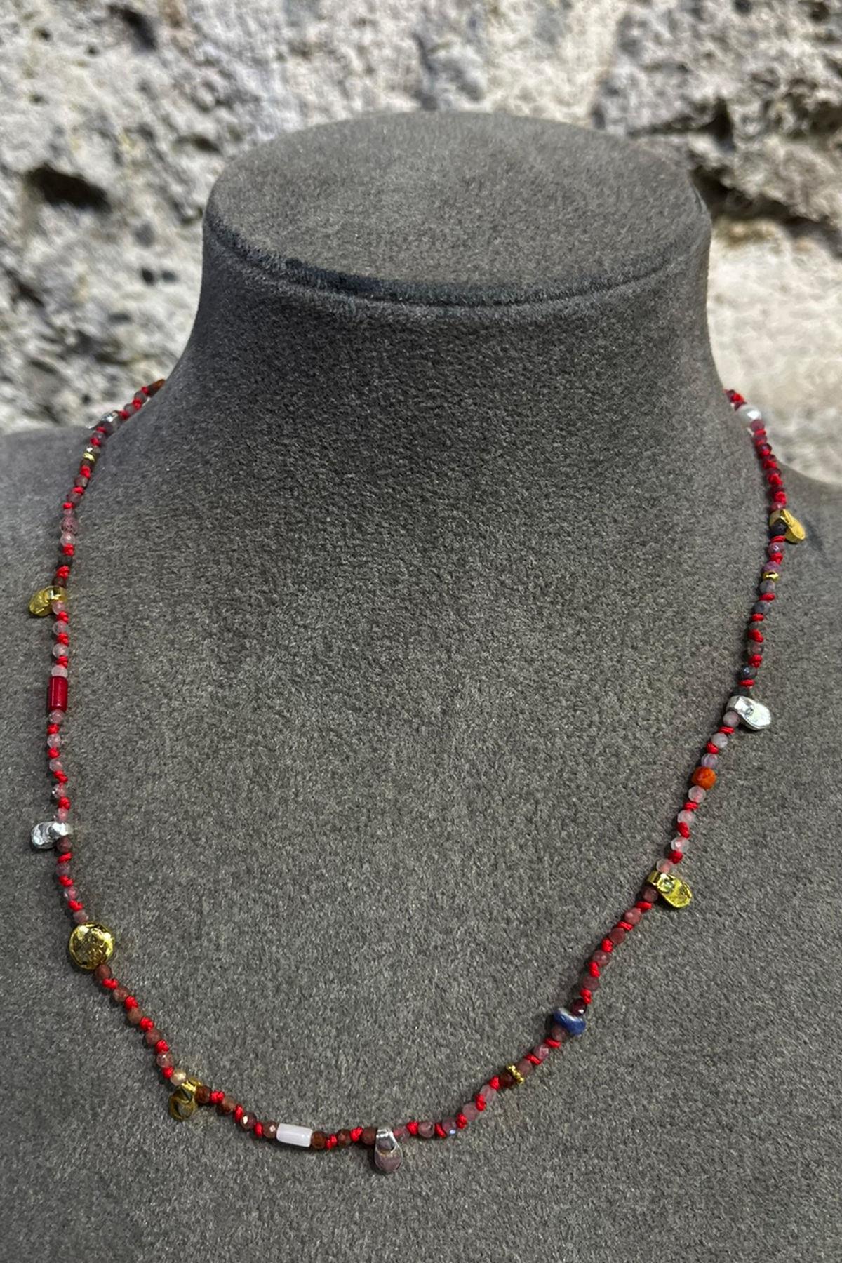 Quartz Taşlı İpli Gümüş Kolye By-8687