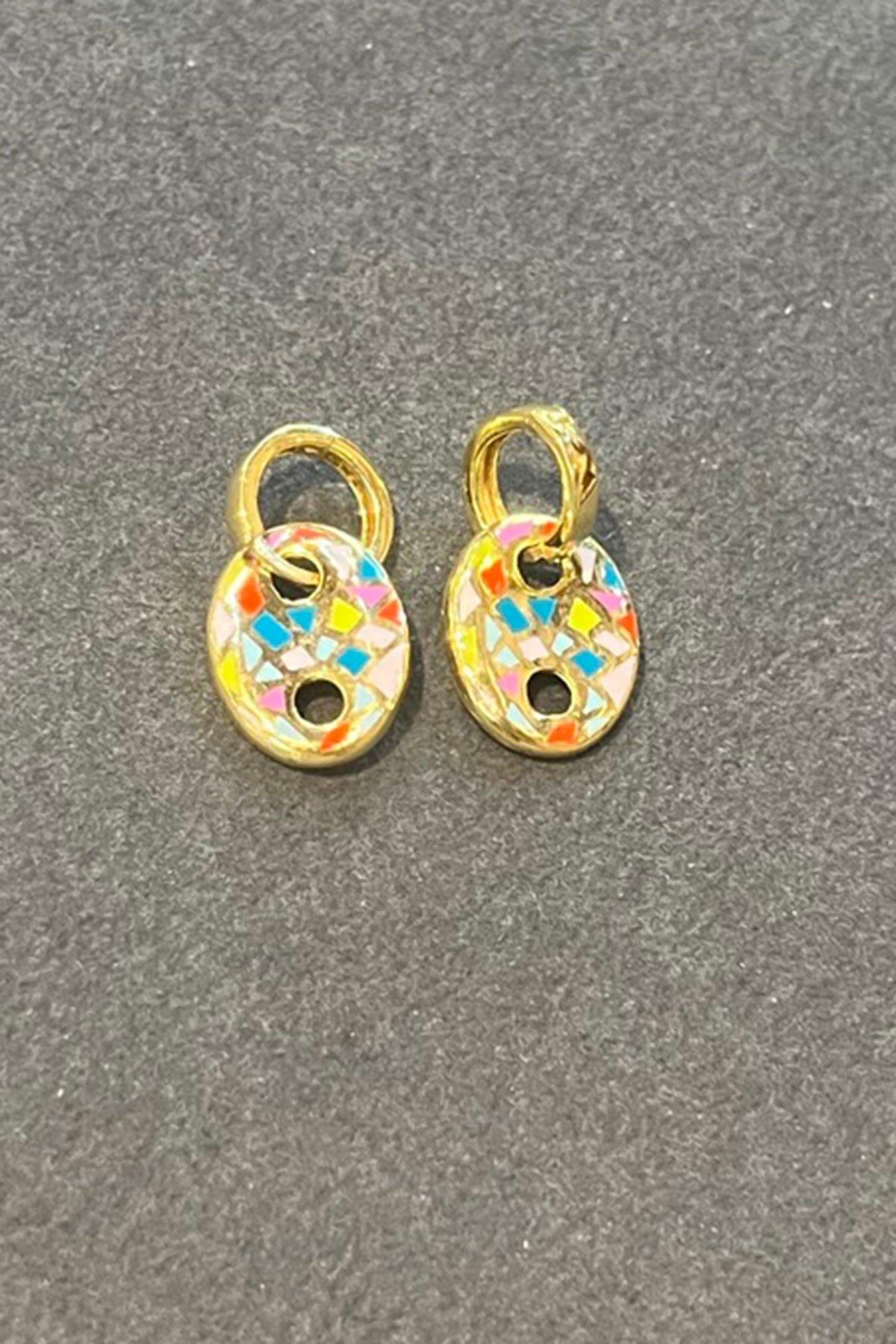 Renkli Gümüş Halka Küpe By-7329