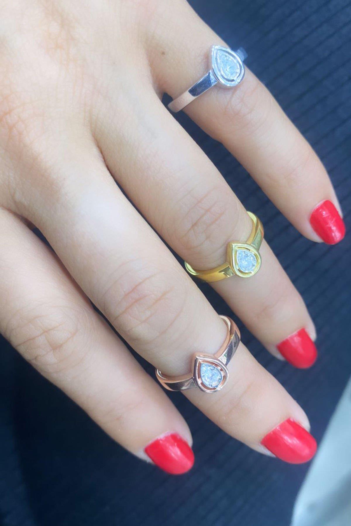 Rose Gold Gümüş Yüzük By-6974