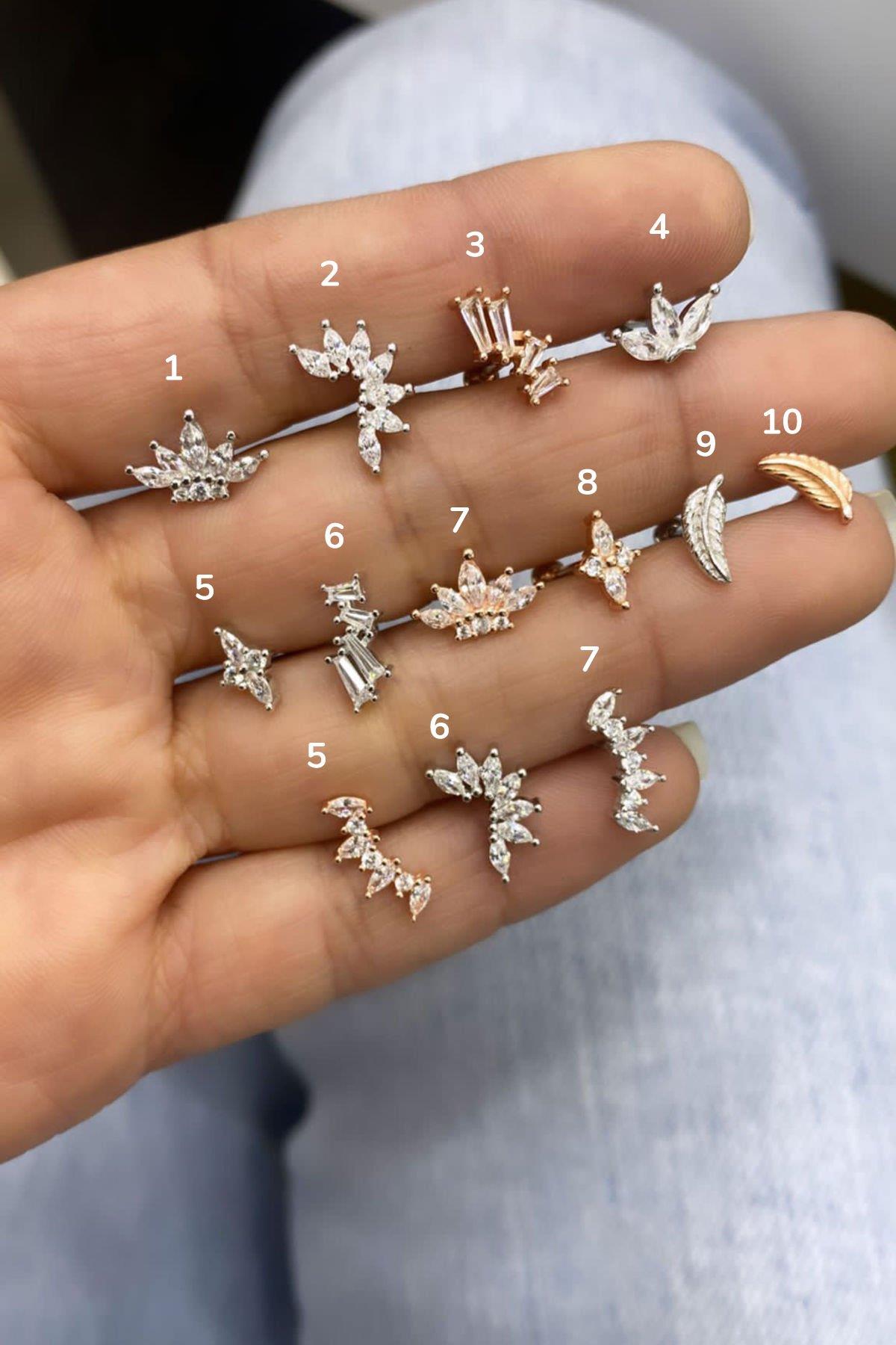 Rose Gold Taşlı Gümüş Küpe By-6970