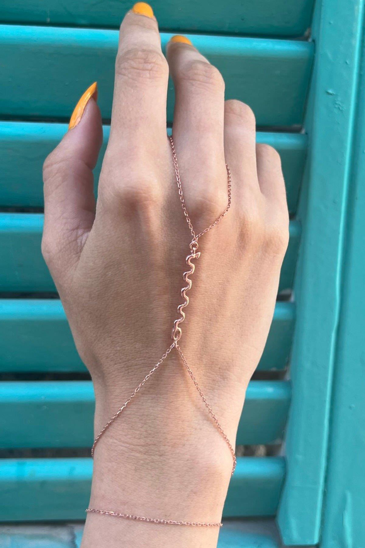 Rose Gold Yılan Model Gümüş Şahmeran By-7474