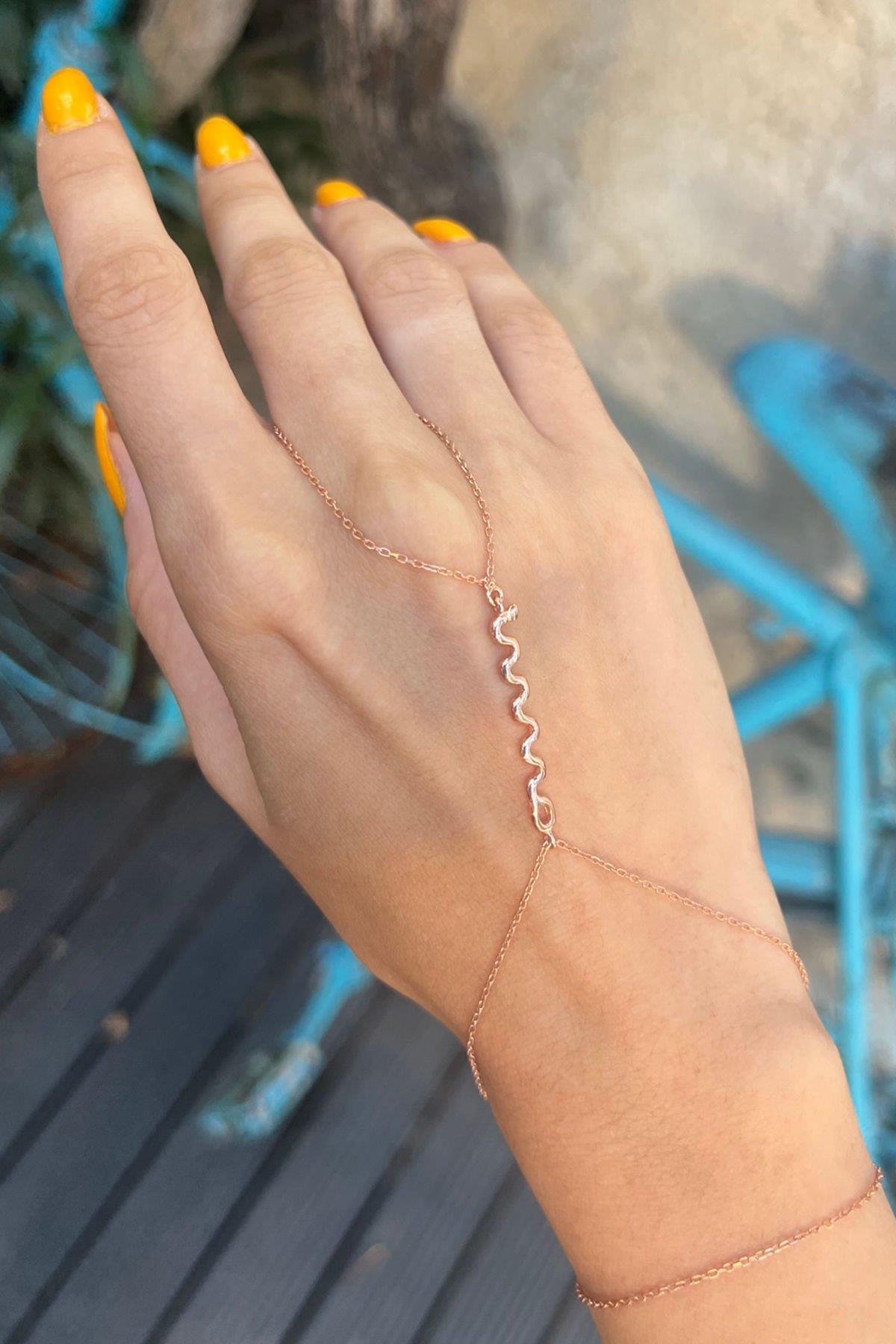 Rose Gold Yılan Model Gümüş Şahmeran By-7474