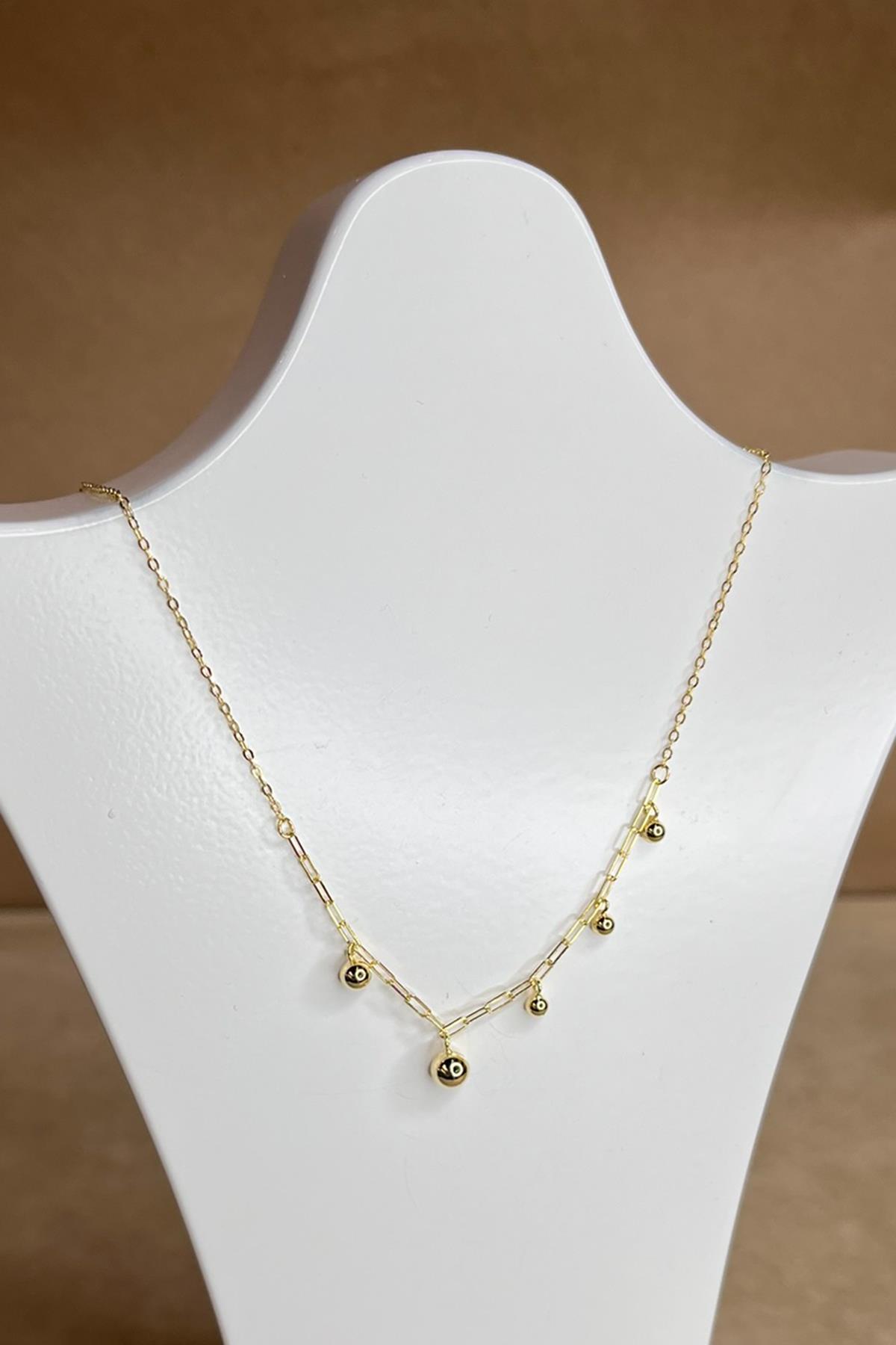 Sallantılı Yuvarlak Model Gümüş Kolye By-8964