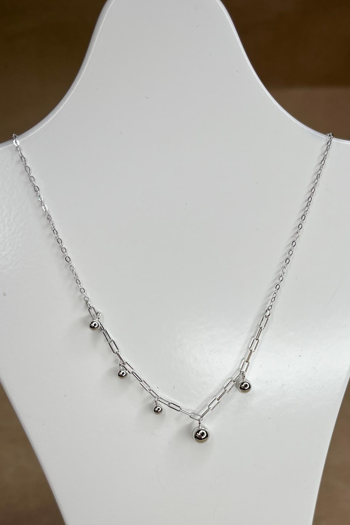 Sallantılı Yuvarlak Model Gümüş Kolye By-8964