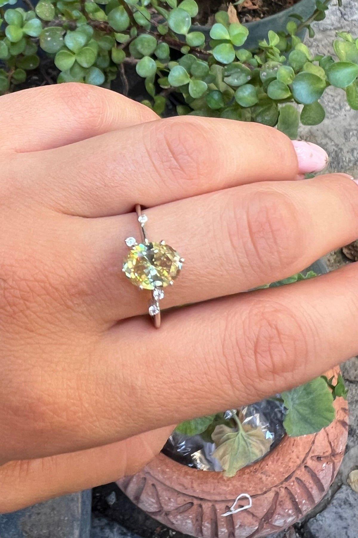 Sarı Topaz Taşlı Gümüş Yüzük By-7536