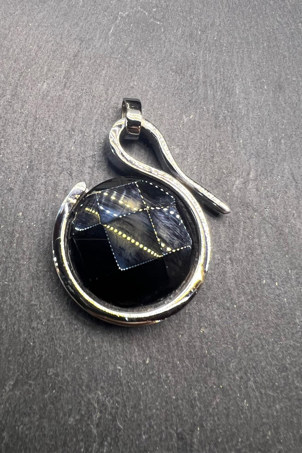 Siyah Taşlı tasarım Kolye Ucu By-6551