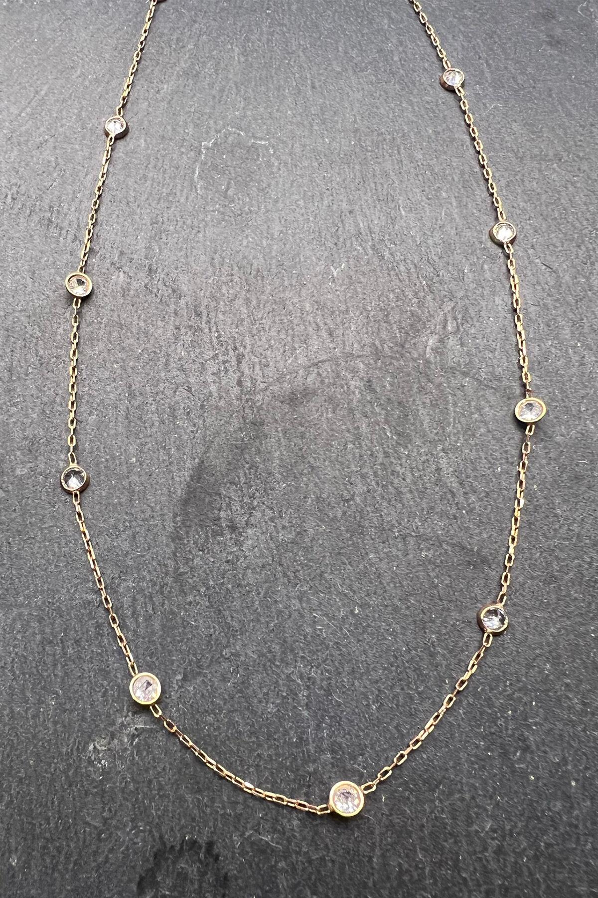 Taşlı Gümüş Kolye By-5938