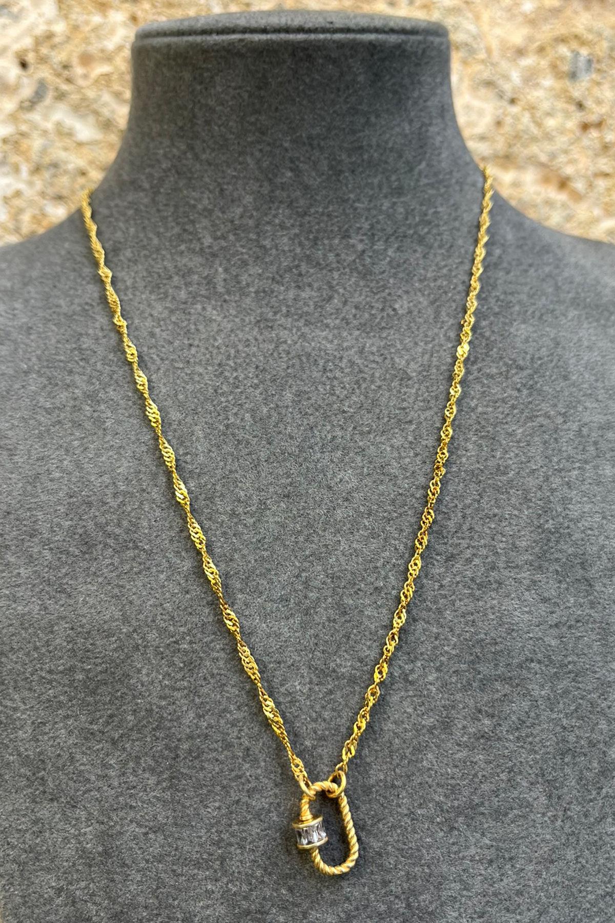 Taşlı Gümüş Kolye By-8029