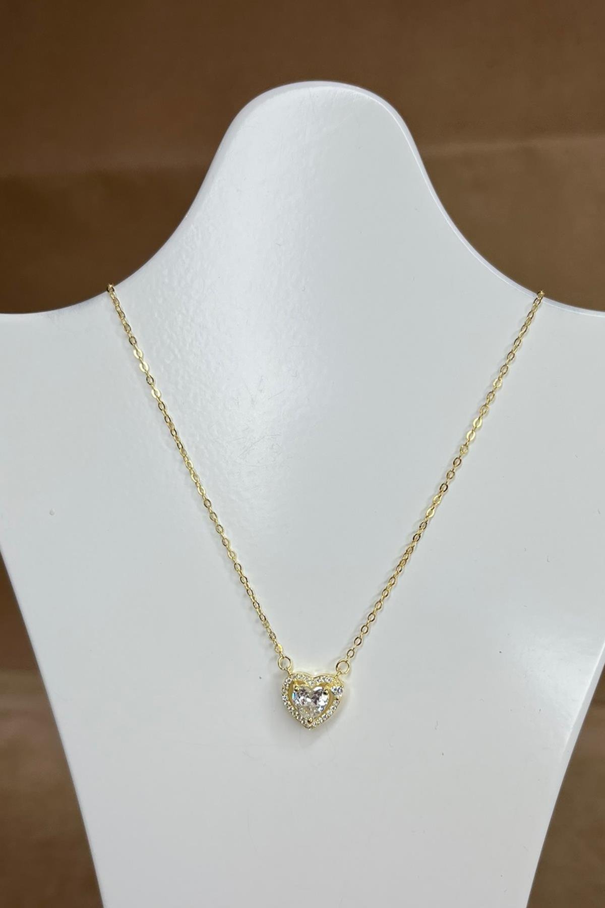 Taşlı Kalpli Gümüş Kolye By-8953