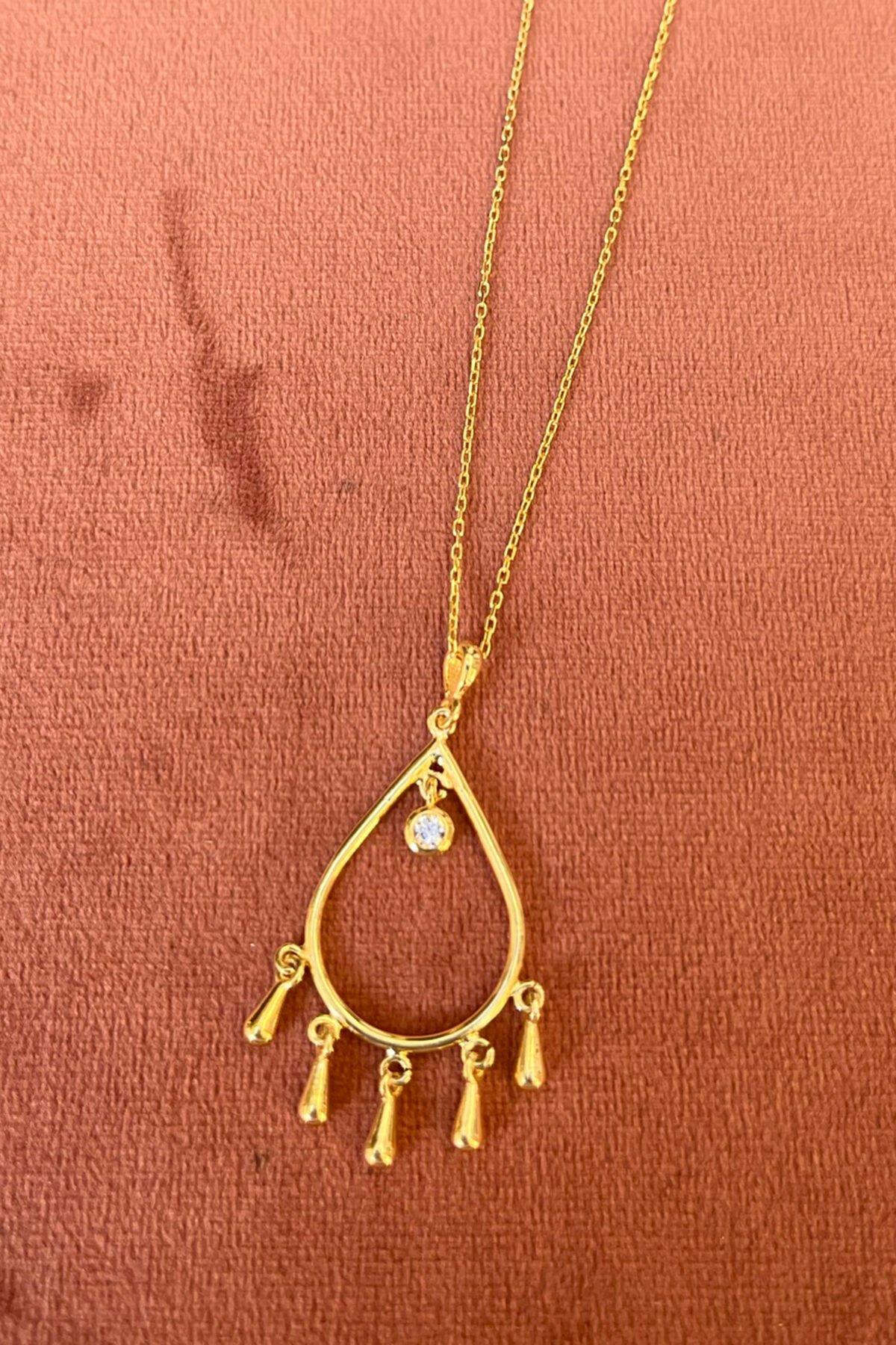 Taşlı Sallantılı Gümüş Kolye By-7805