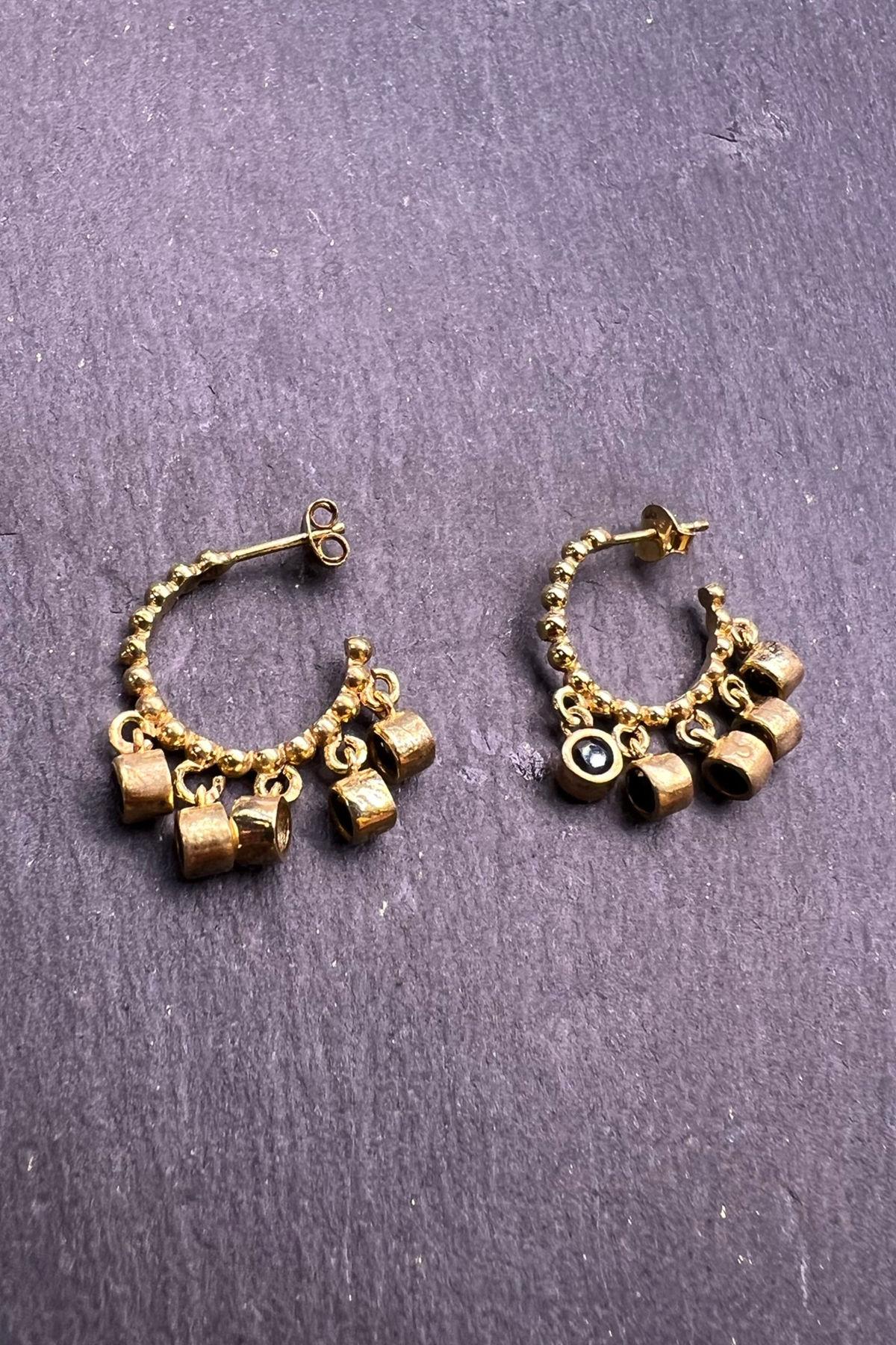Taşlı Sallantılı Gümüş Küpe By-6609