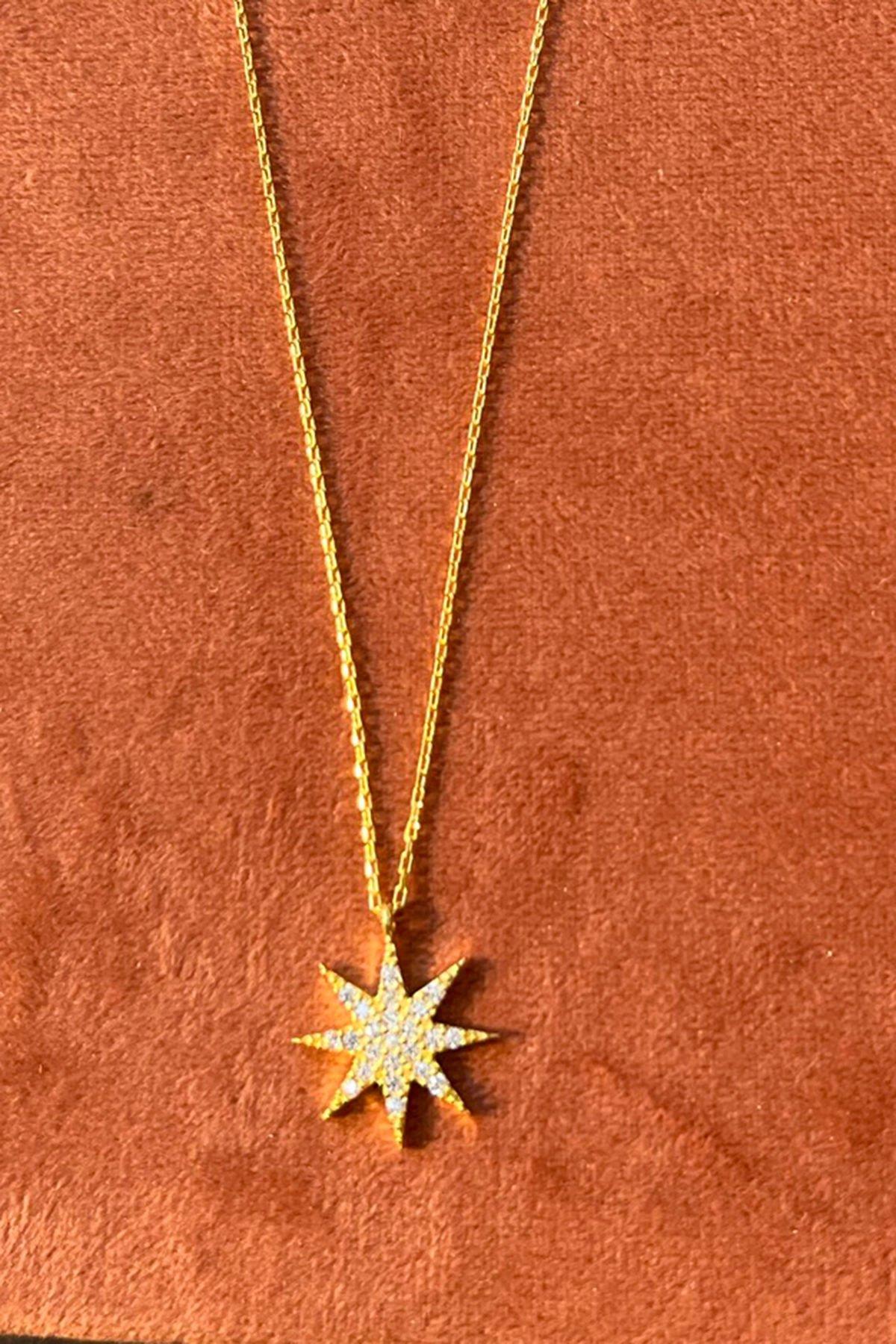 Taşlı Yıldız Model Gümüş Kolye By-7732