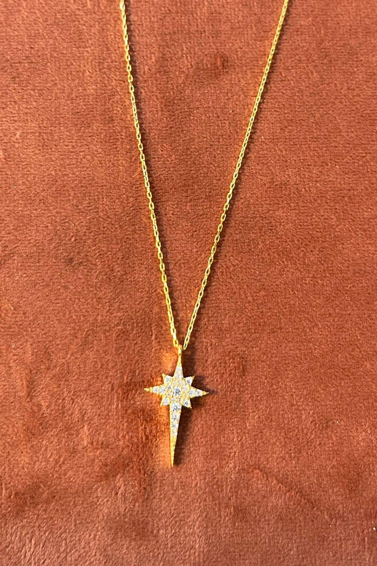 Taşlı Yıldız Model Gümüş Kolye By-7733