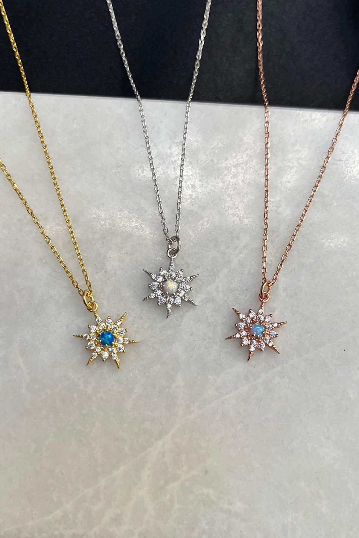 Taşlı Yıldız Model Gümüş Kolye By-7768