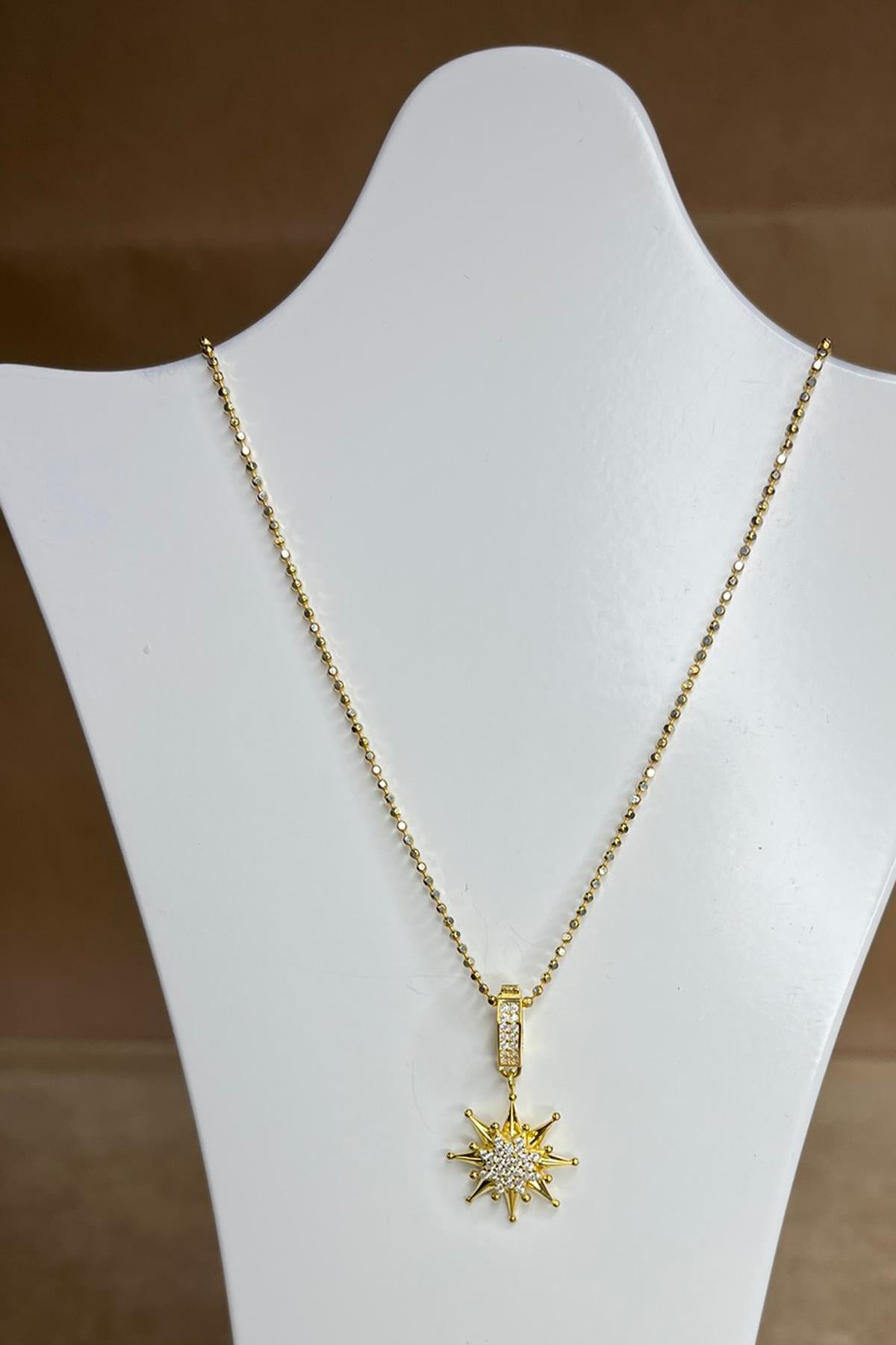 Taşlı Yıldız Model Gümüş Kolye By-8942